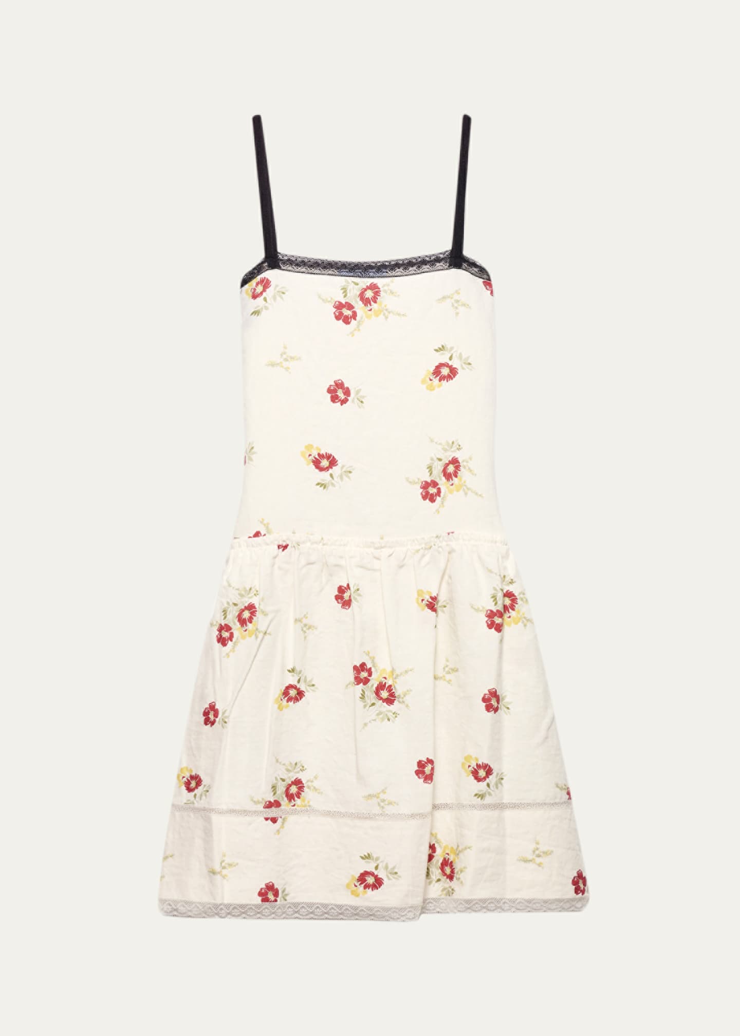 prada linen mini dress with Lace Embroidery With the promise of warmer days ahead Prada | Linen Mini-Dress