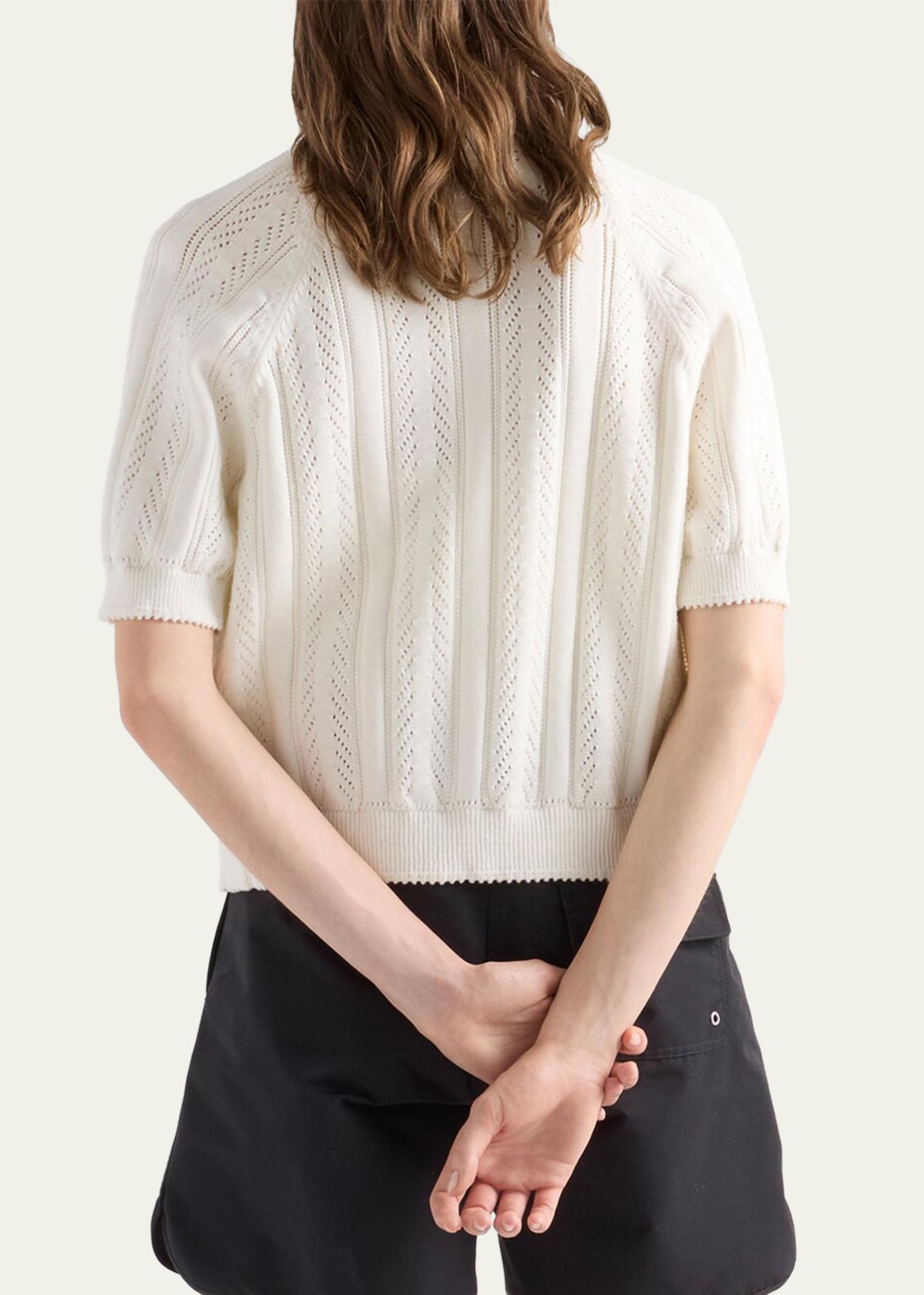 Prada Cotton Short-Sleeve Cardigan - Bergdorf Goodman