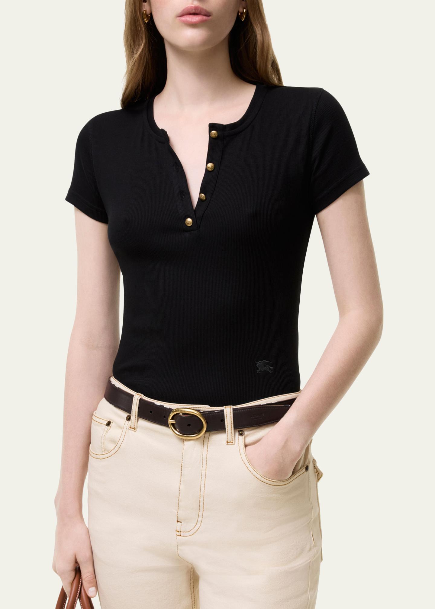 Burberry ニット　半袖 Burberry Cotton Rib Knit T-Shirt - Bergdorf Goodman