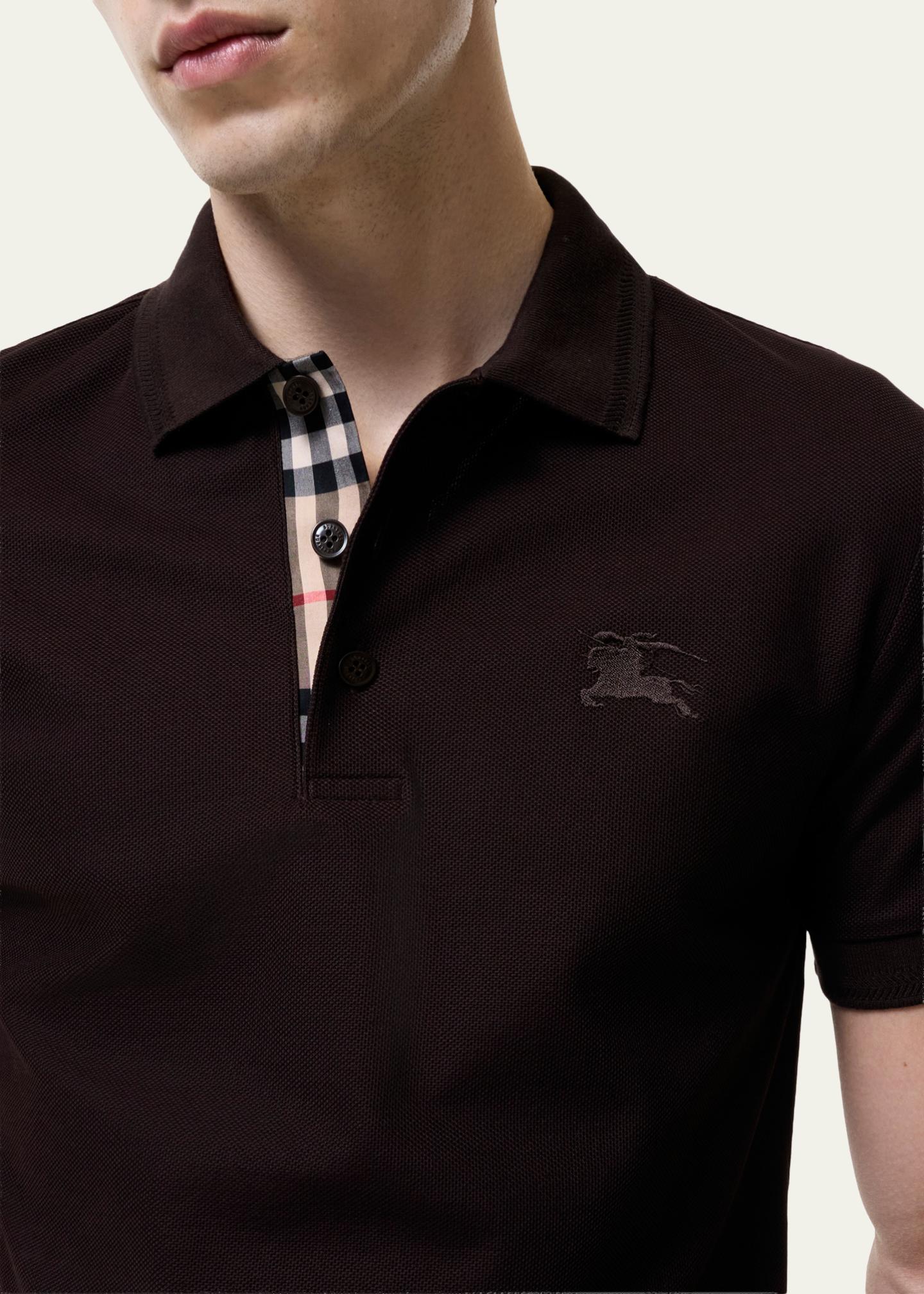 burberry dress shirt black Men's Eddie Check-Placket Cotton Polo Size:38(M) buttoned cuffs and front Plus Size Chiffon Halter kit-2