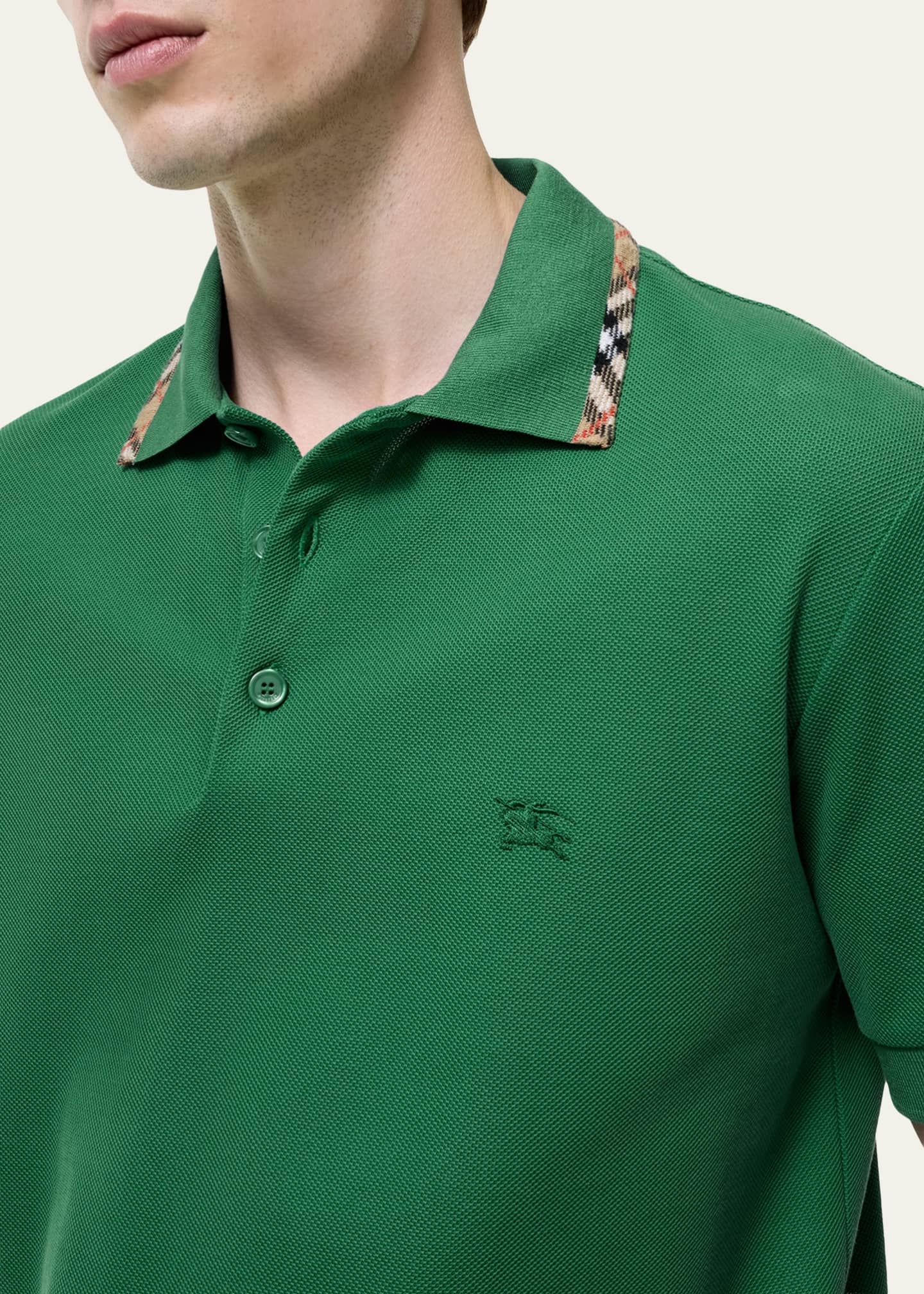 Burberry Men's Eddie Check-Trim Cotton Polo Shirt - Bergdorf Goodman