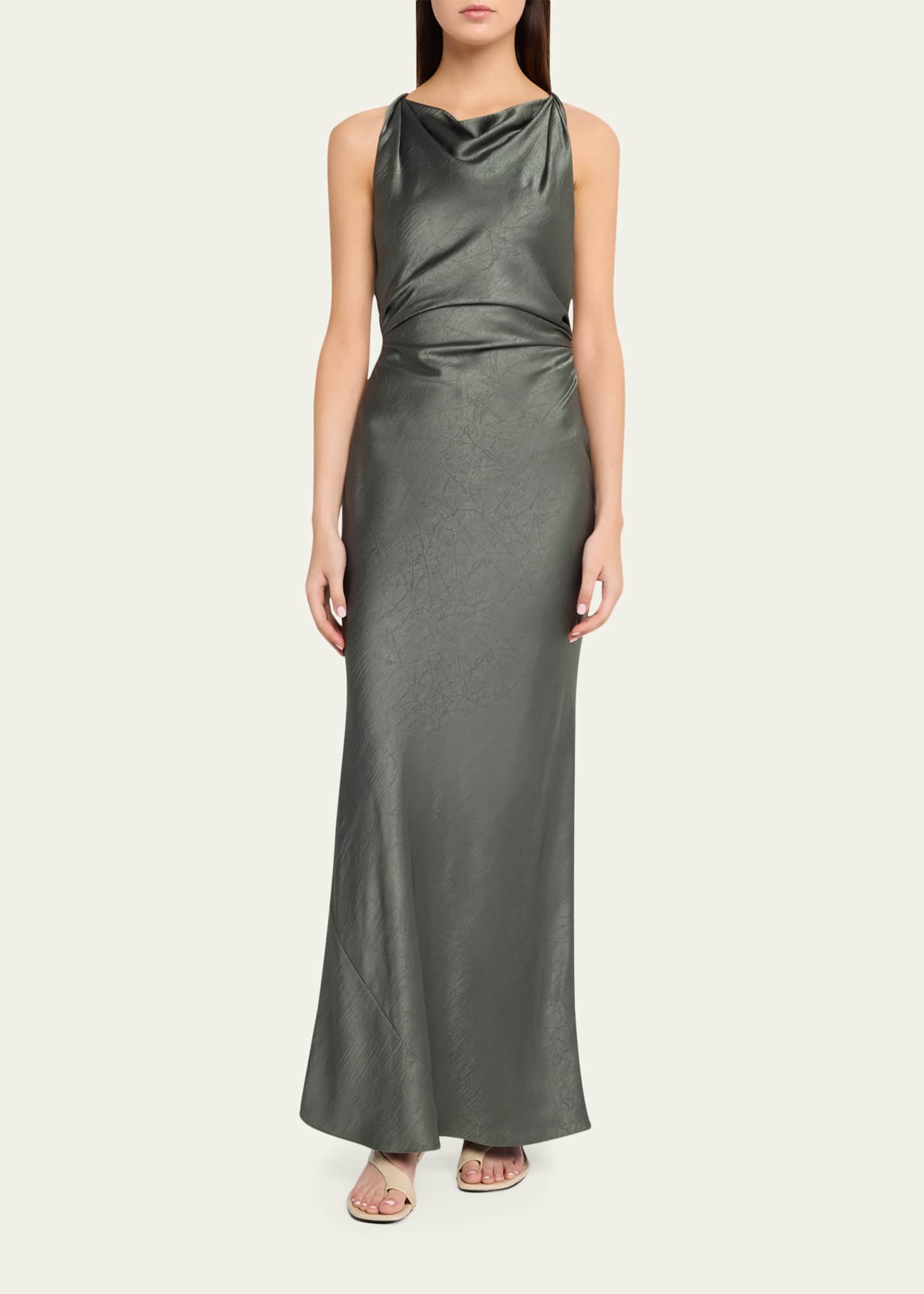 vince satin dress Paneled Bias Slip Please note that measurements may vary by size.Measurements Women's Satin Twist-shoulder Dress, Pine