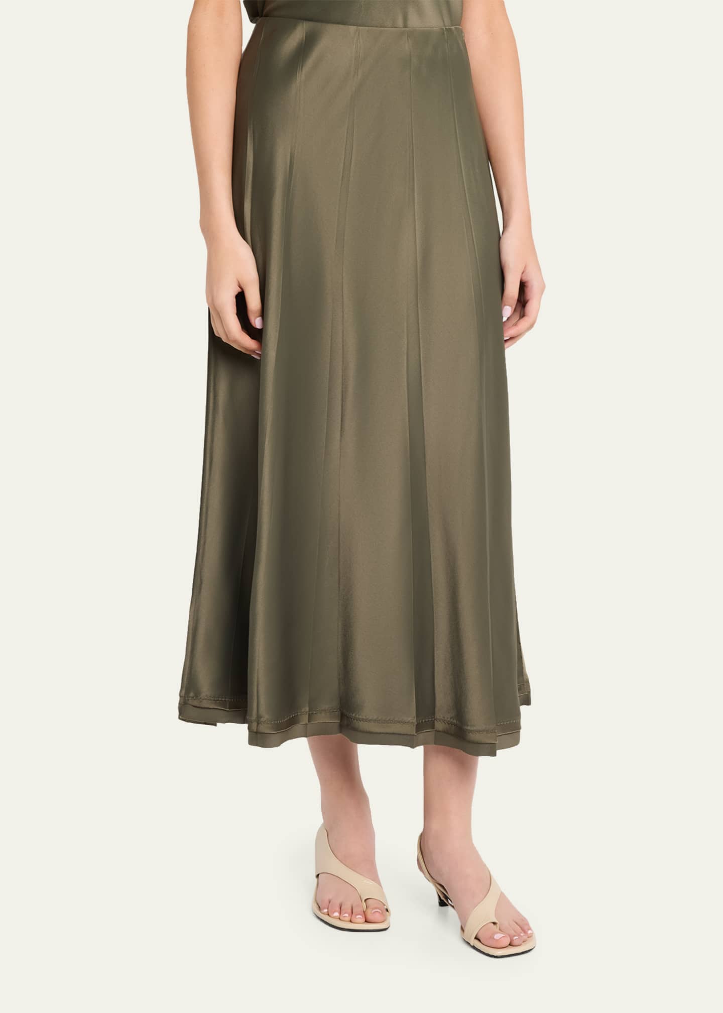 HAUNT VINTAGE SATIN SKIRT カーキ Vince Pleated Satin Midi Skirt - Bergdorf Goodman