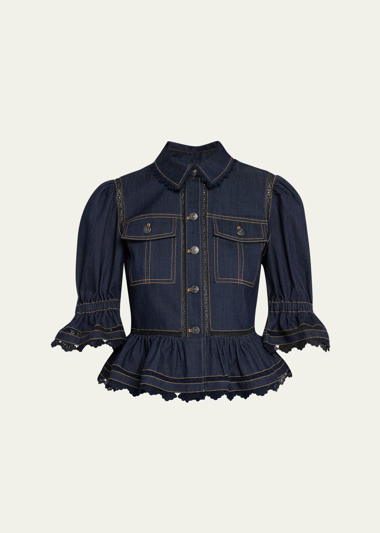 Cinq à Sept Guipure Lace Denim Jacket - Bergdorf Goodman