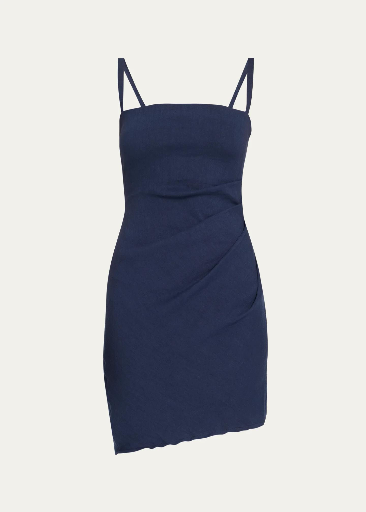 ANEMOS Nadege Draped Stretch Linen Mini Dress - Bergdorf Goodman