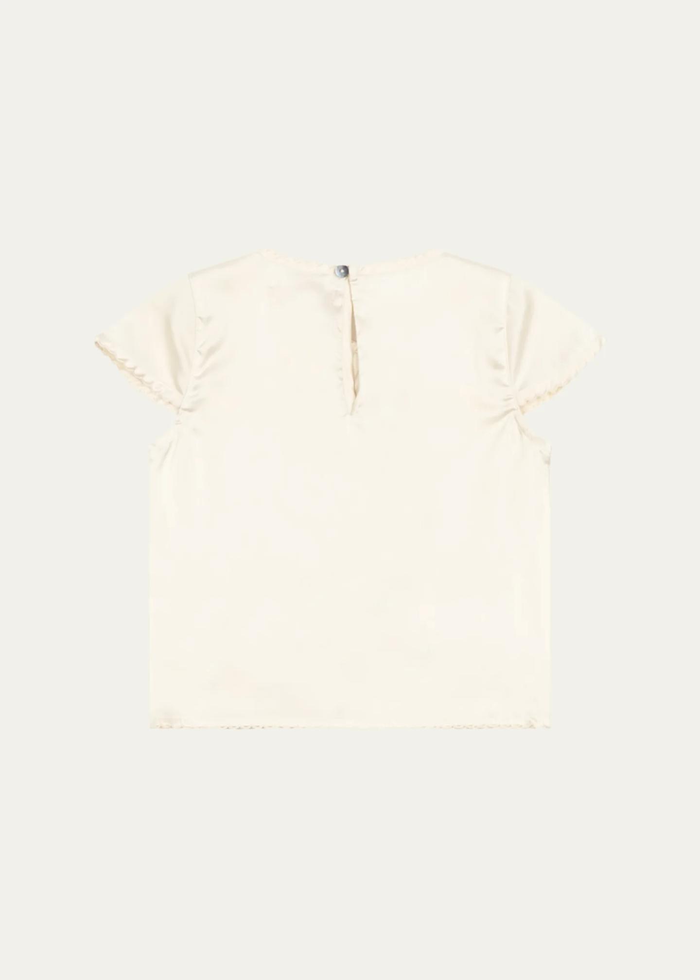 Konges Slojd Girl's Sheeny Bow Embroidered Blouse, Size 9M-10 ...