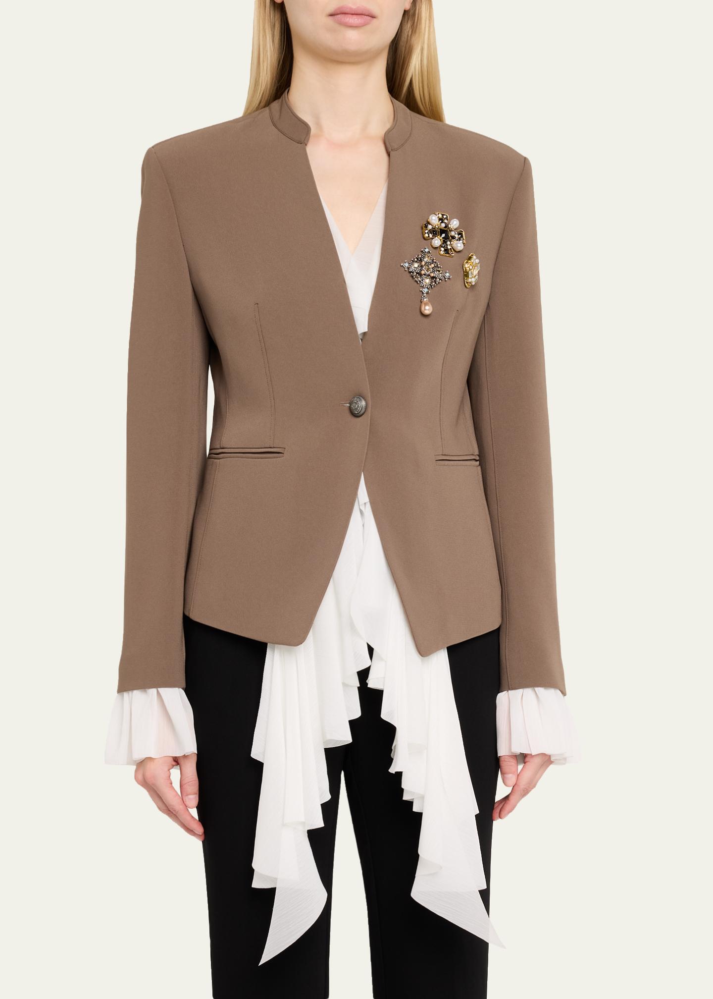 Cinq à Sept Maren Georgette-Trim Crepe Blazer - Bergdorf Goodman