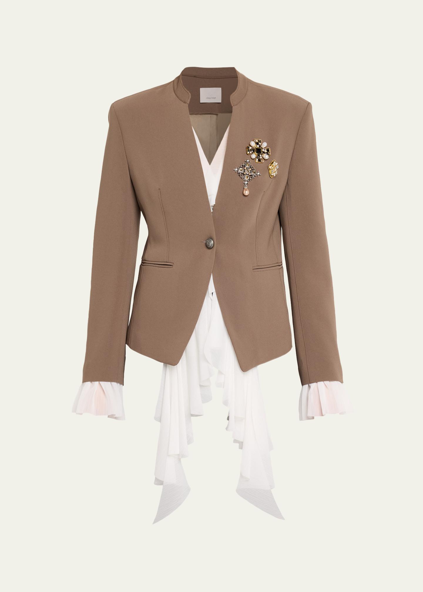 Cinq à Sept Maren Georgette-Trim Crepe Blazer - Bergdorf Goodman
