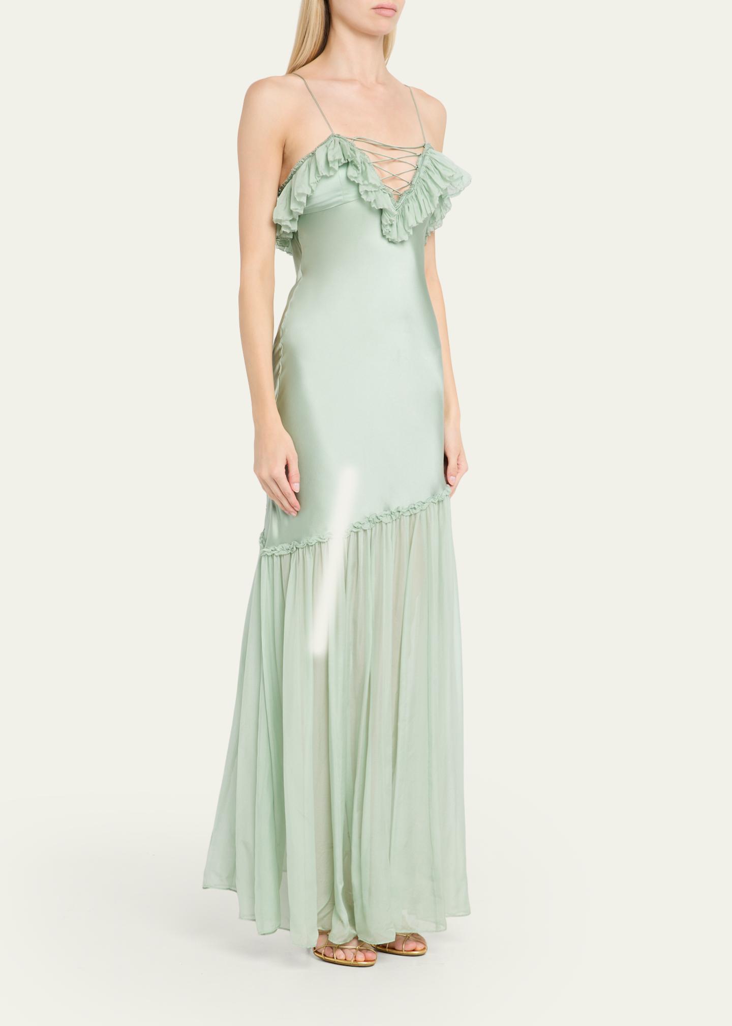 ulla johnson margaux ruffled silk fit-&-flare maxi dress Ulla Johnson Margaux Dress in Pink