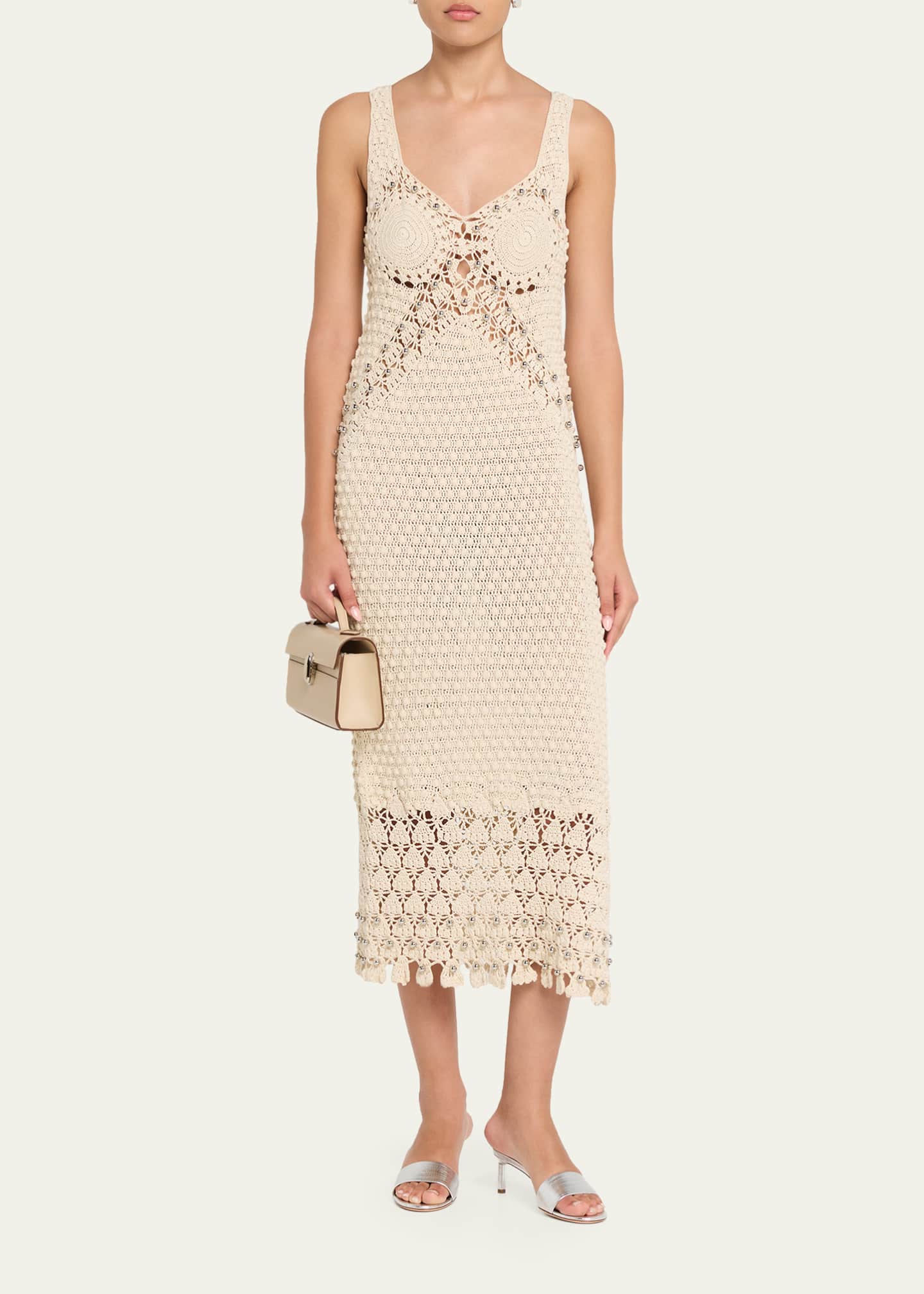 rabanne midi dress Rabanne - Handmade Midi Dress In Ecru Crochet - S - Women
