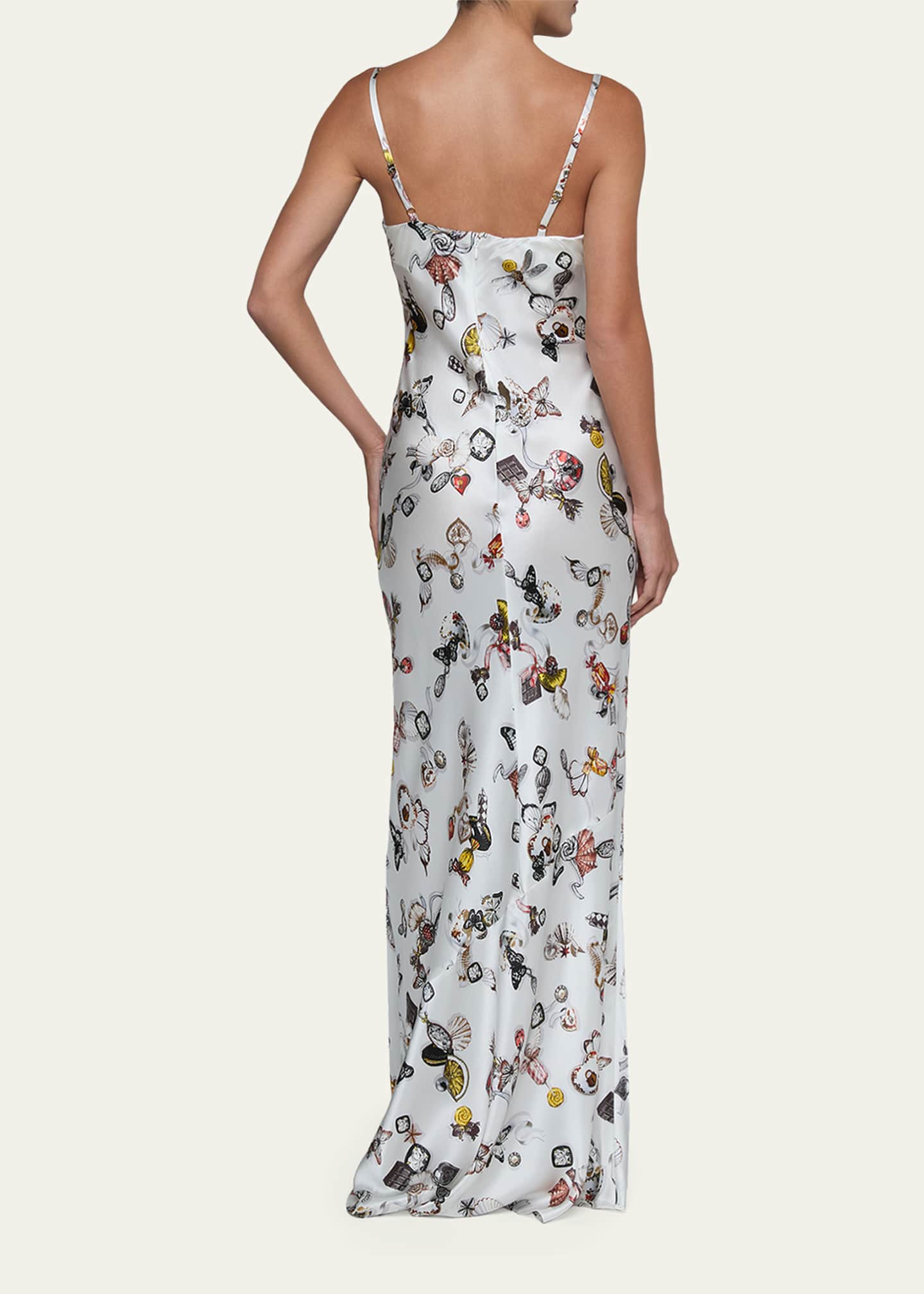 l'agence sayla silk maxi dress L'AGENCE Sayla Silk Gown In White Multi Large Butterfly Jungle