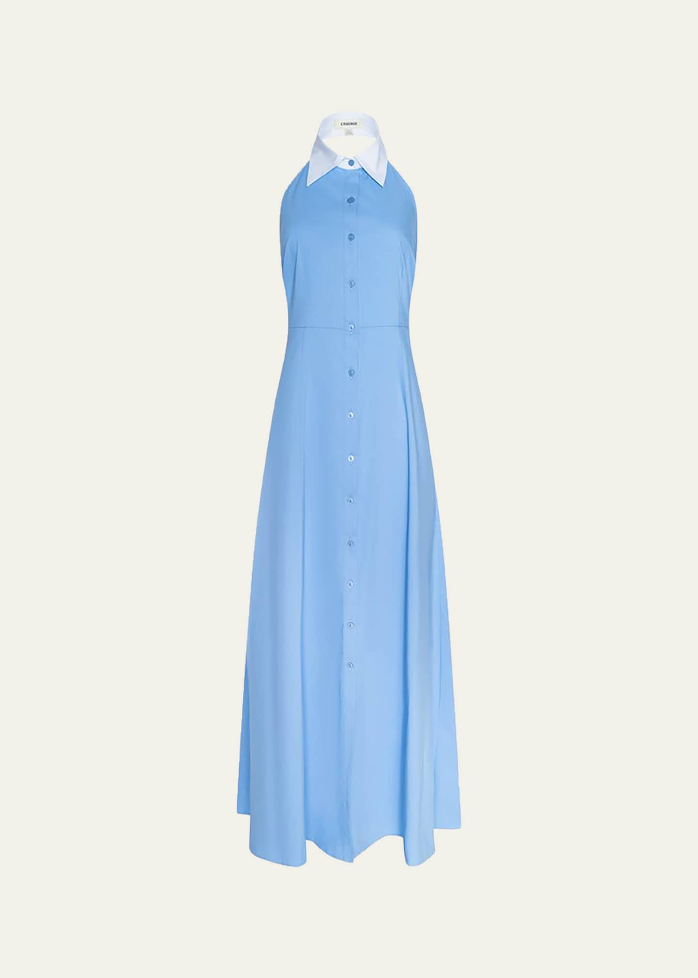 L'Agence Maurie Cotton Poplin Halter Maxi Dress - Bergdorf Goodman