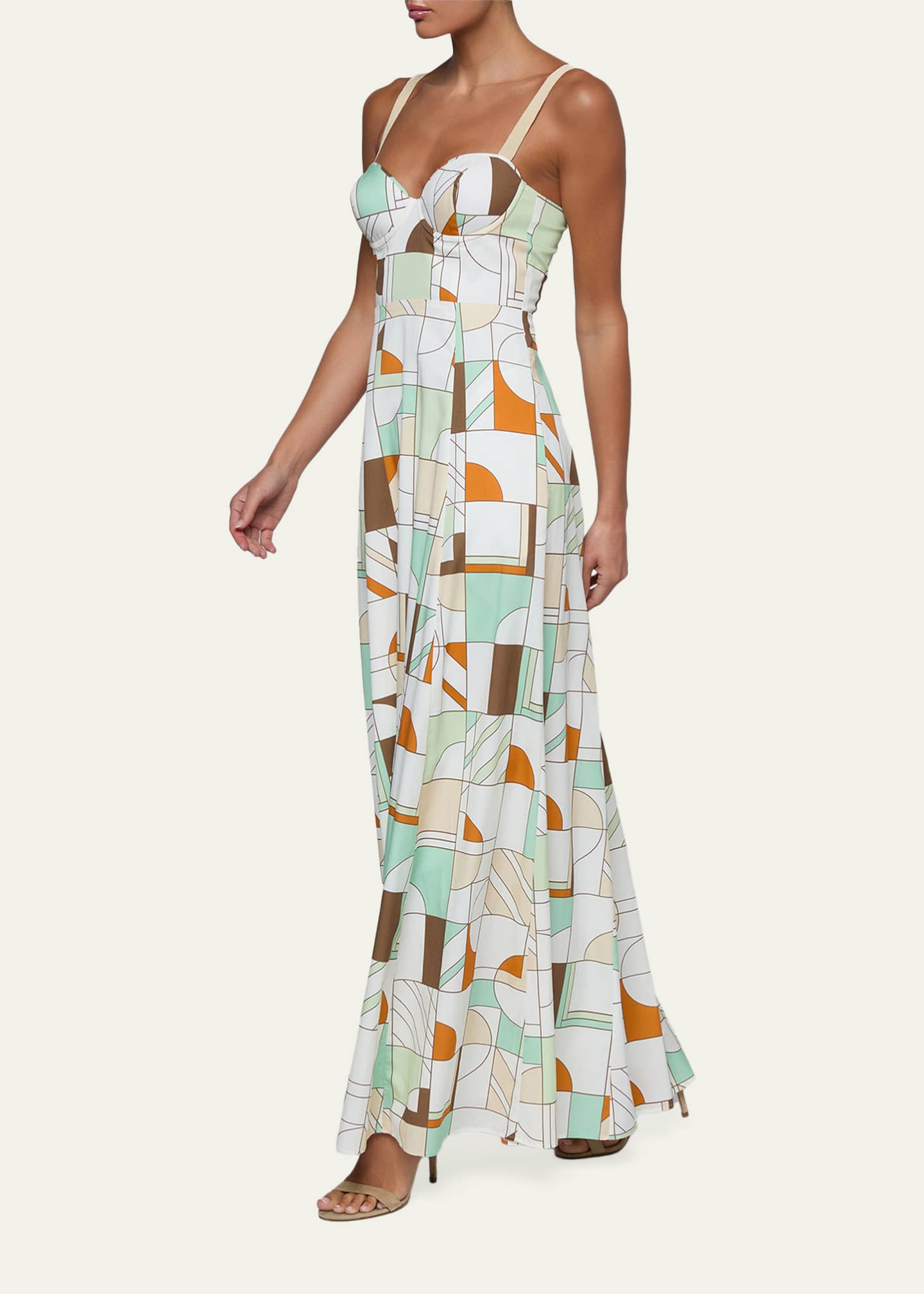 maxi dress geometric print JAYLEY Silk Blend Maxi Shirt Dress in Geometric Print