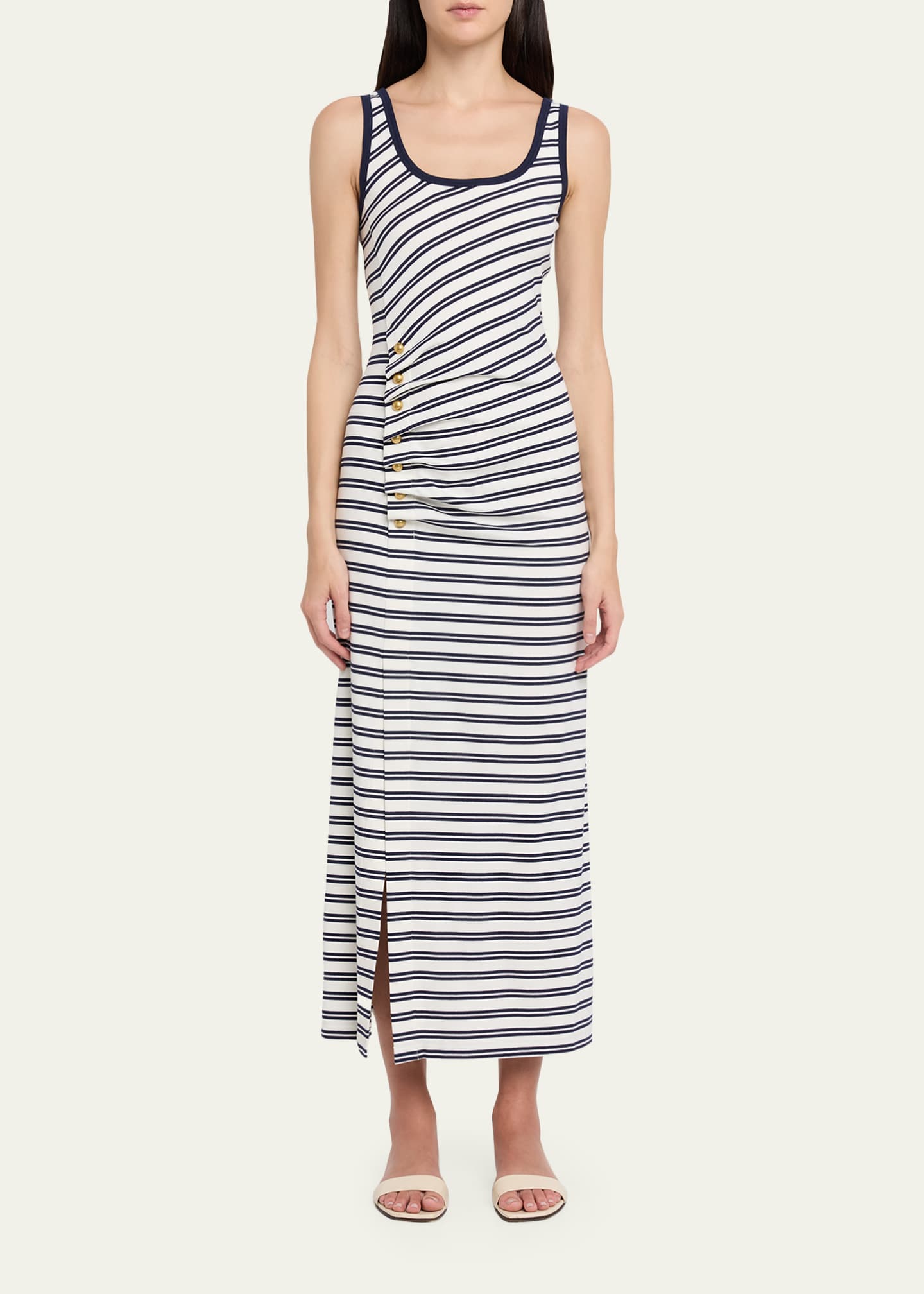 striped cotton jersey dress Simkhai Becker Midnight Stripe Jersey Midi Dress