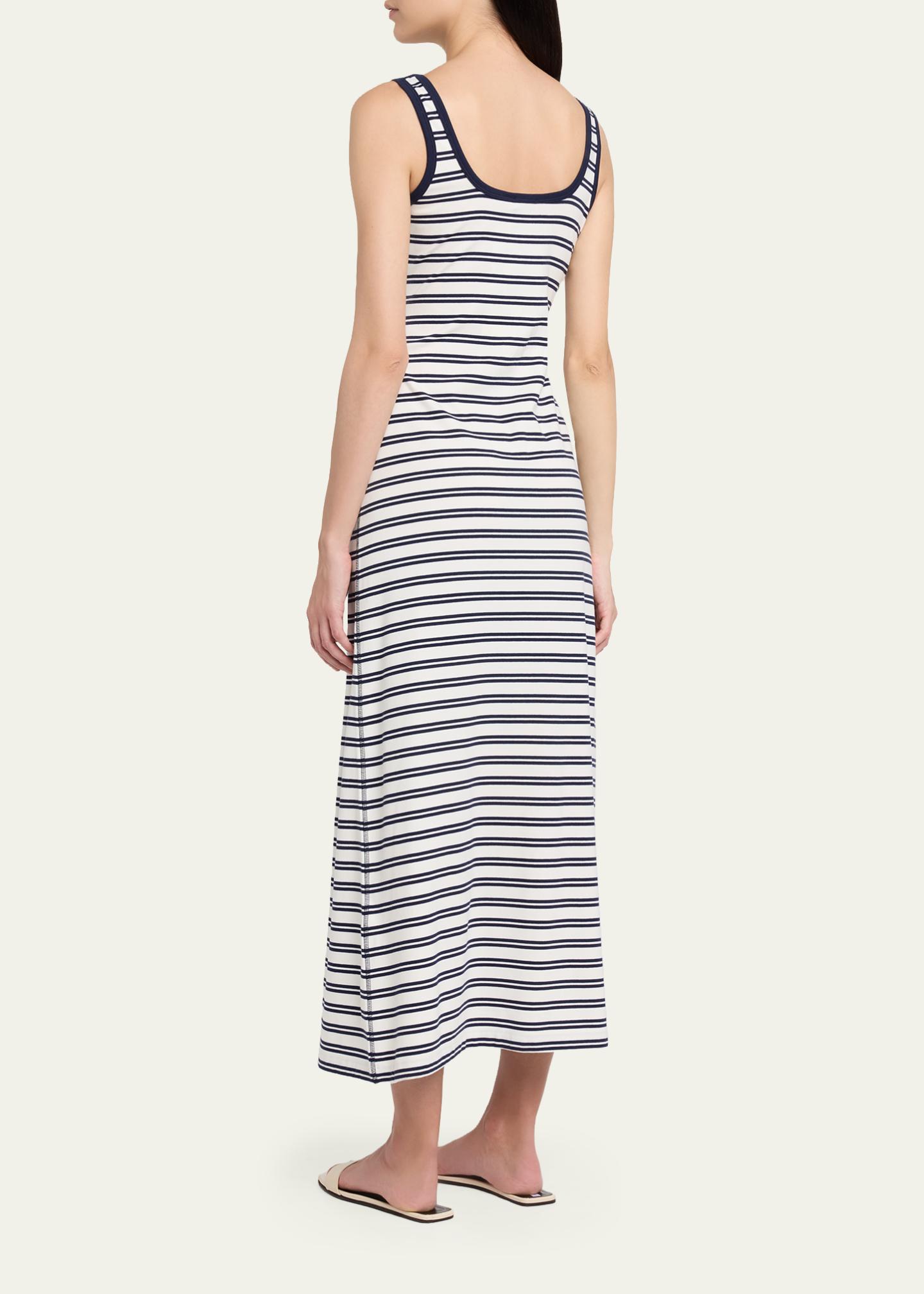 striped cotton jersey dress Becker Midi in Midnight Stripe / S Rose Mauve