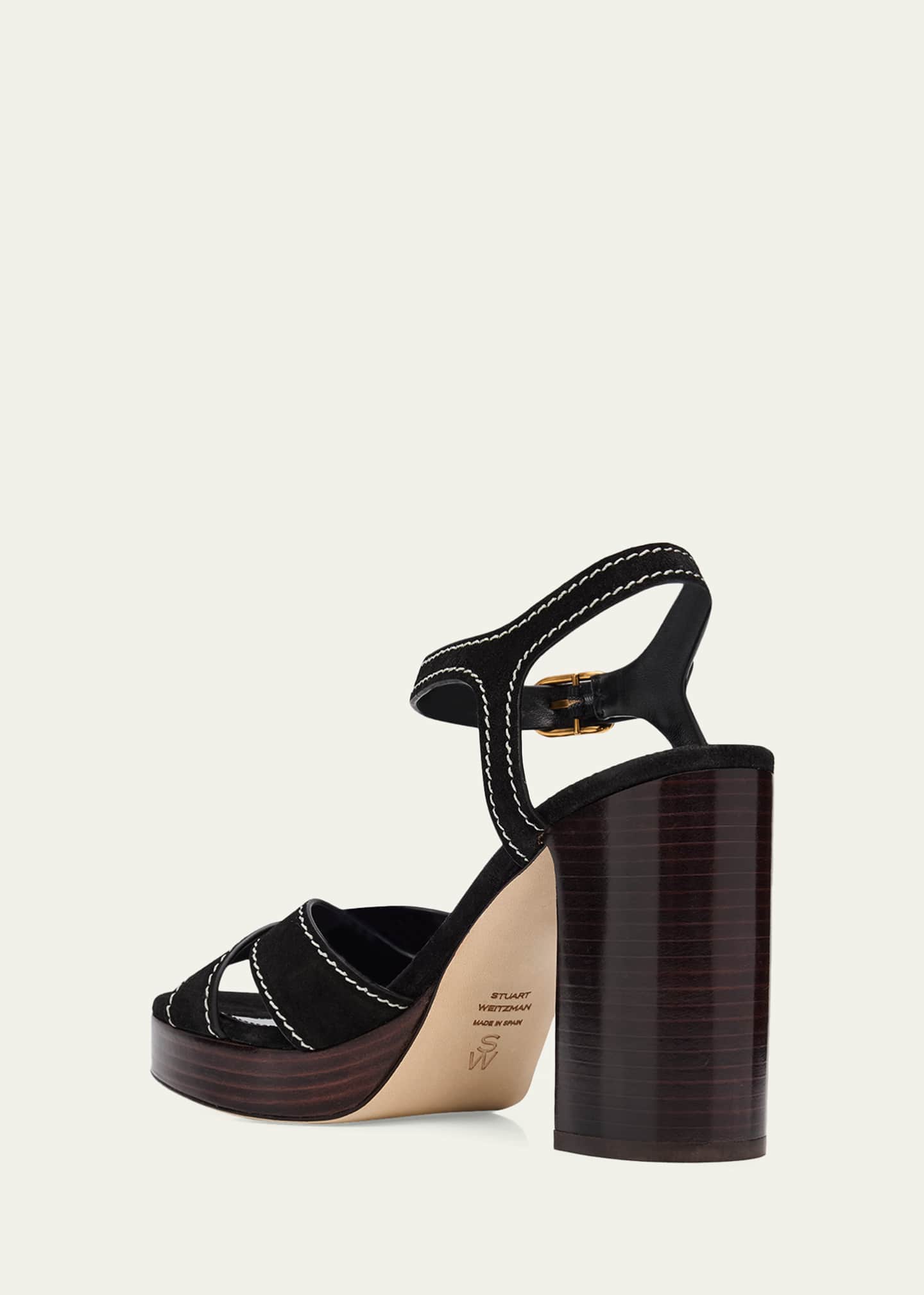 Stuart Weitzman 95mm Park Suede Platform Sandals - Bergdorf Goodman