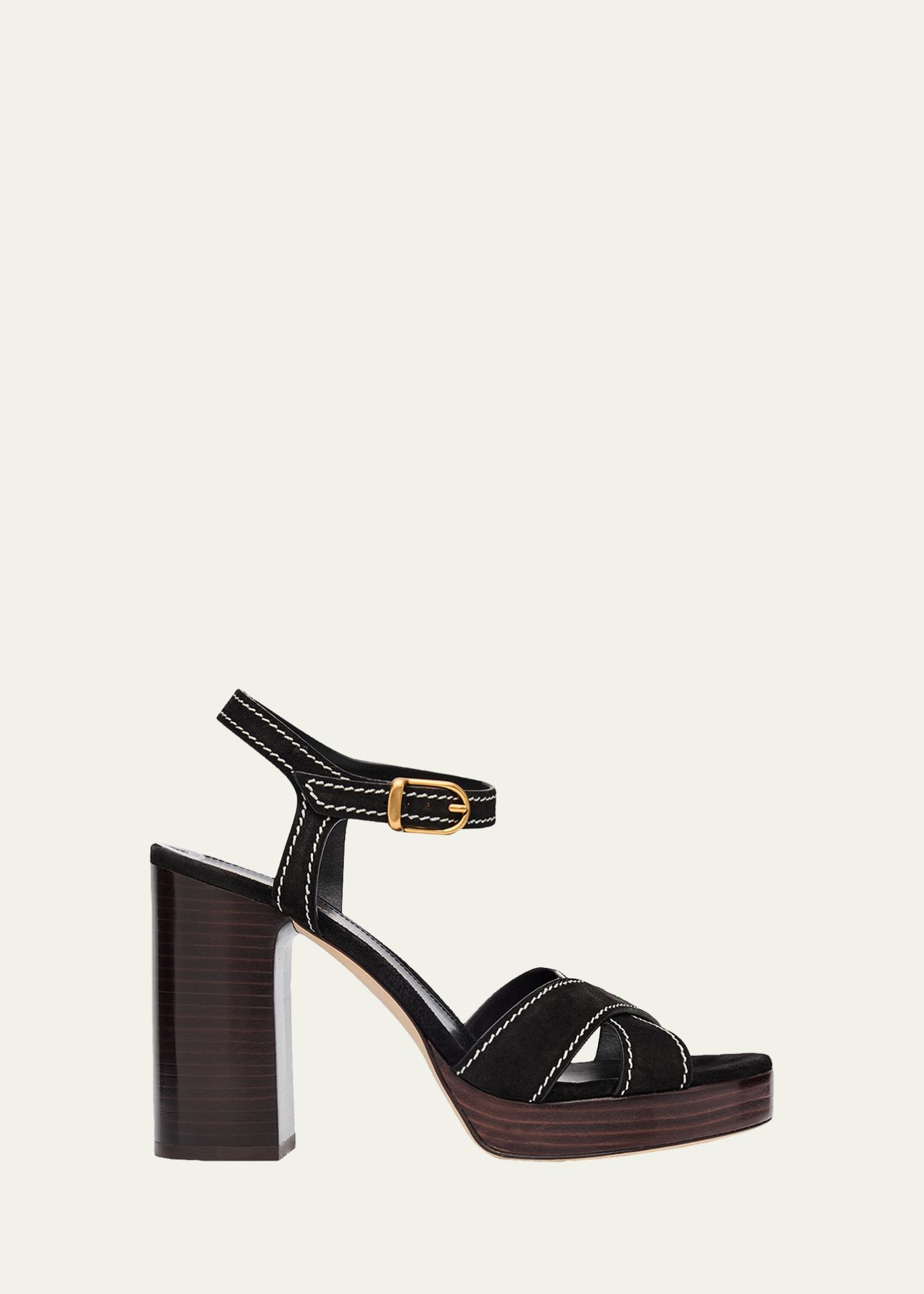 STUART WEITZMAN 黒スエード アンクルサンダル 39 STUART WEITZMAN 黒