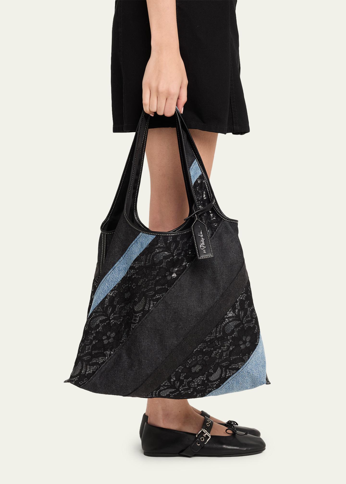 3.1 Phillip Lim Patchwork Lace & Denim Market Tote Bag - Bergdorf