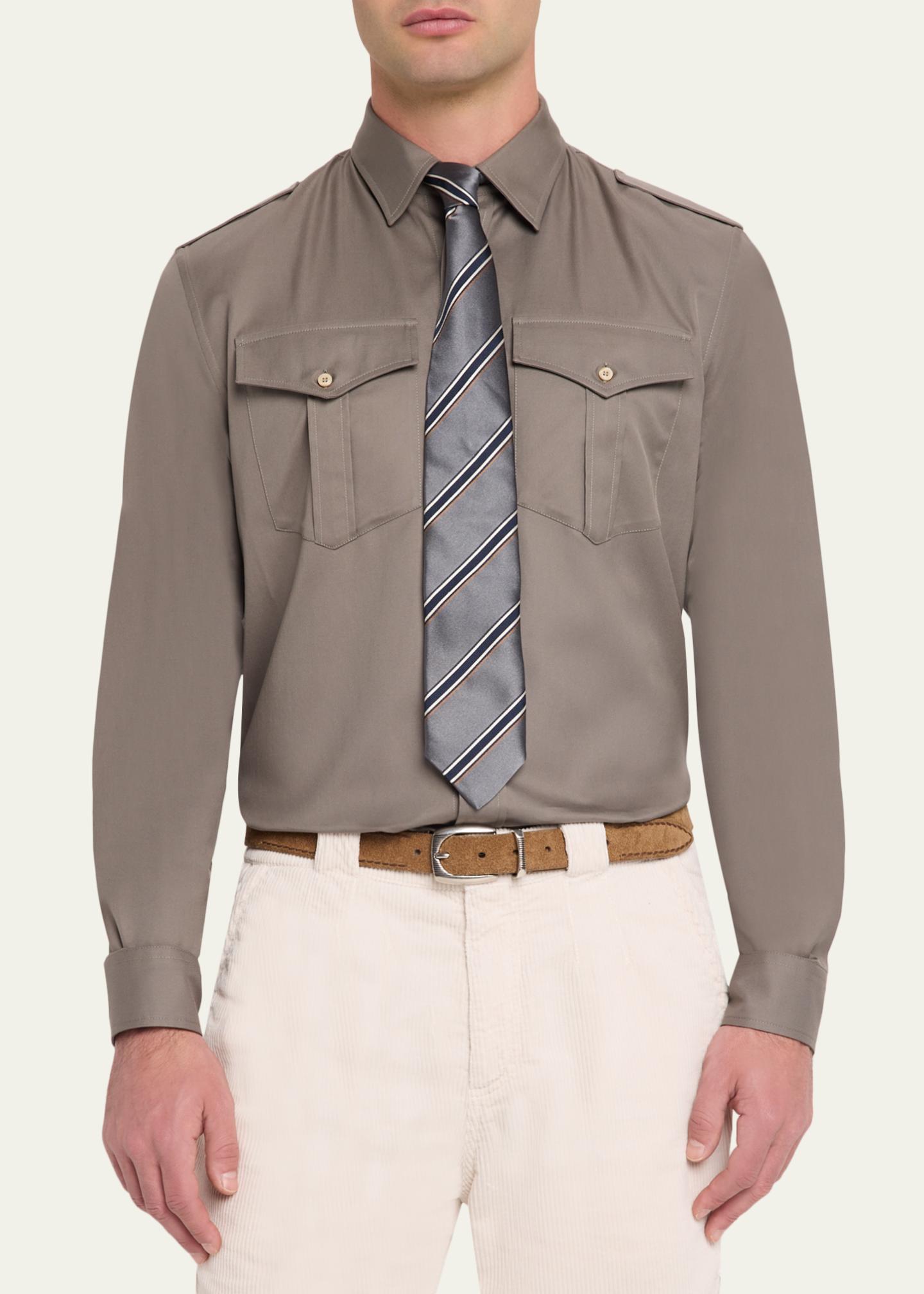 Brunello Cucinelli Men's Cotton Military Button-Down Shirt - Bergdorf ...