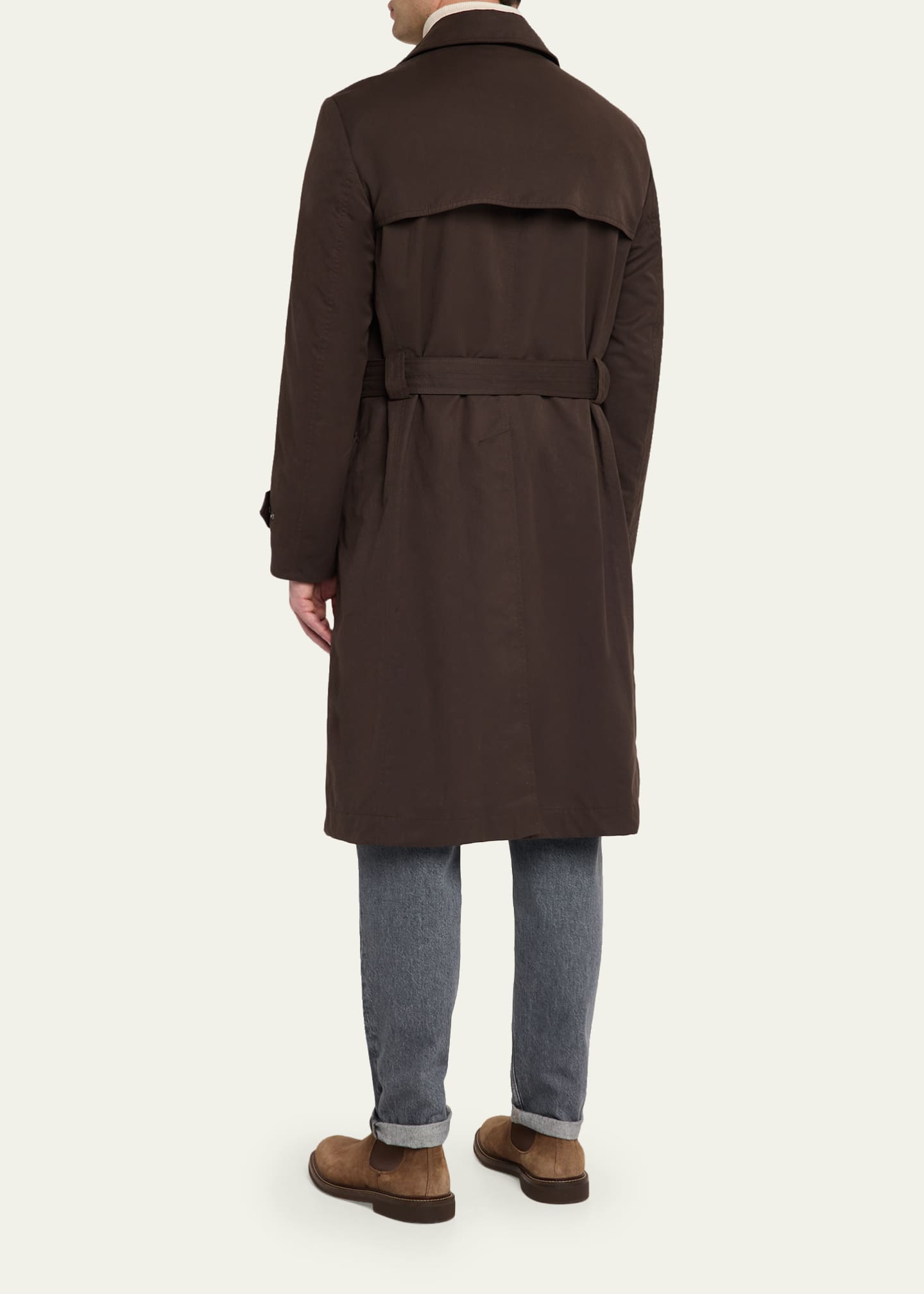 BRUNELLO CUCINELLIスプリングコート Brunello Cucinelli Men's Snap Front Mid-Length Belted Trench Coat
