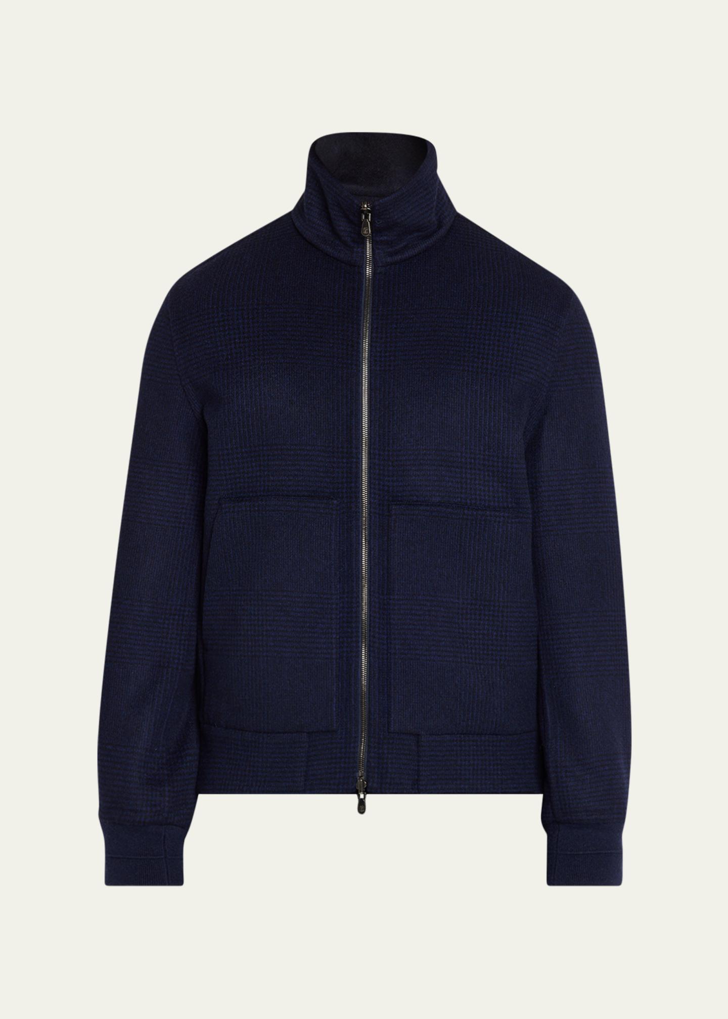 Brunello Cucinelli Men's Cashmere Textured Full-Zip Bomber Jacket