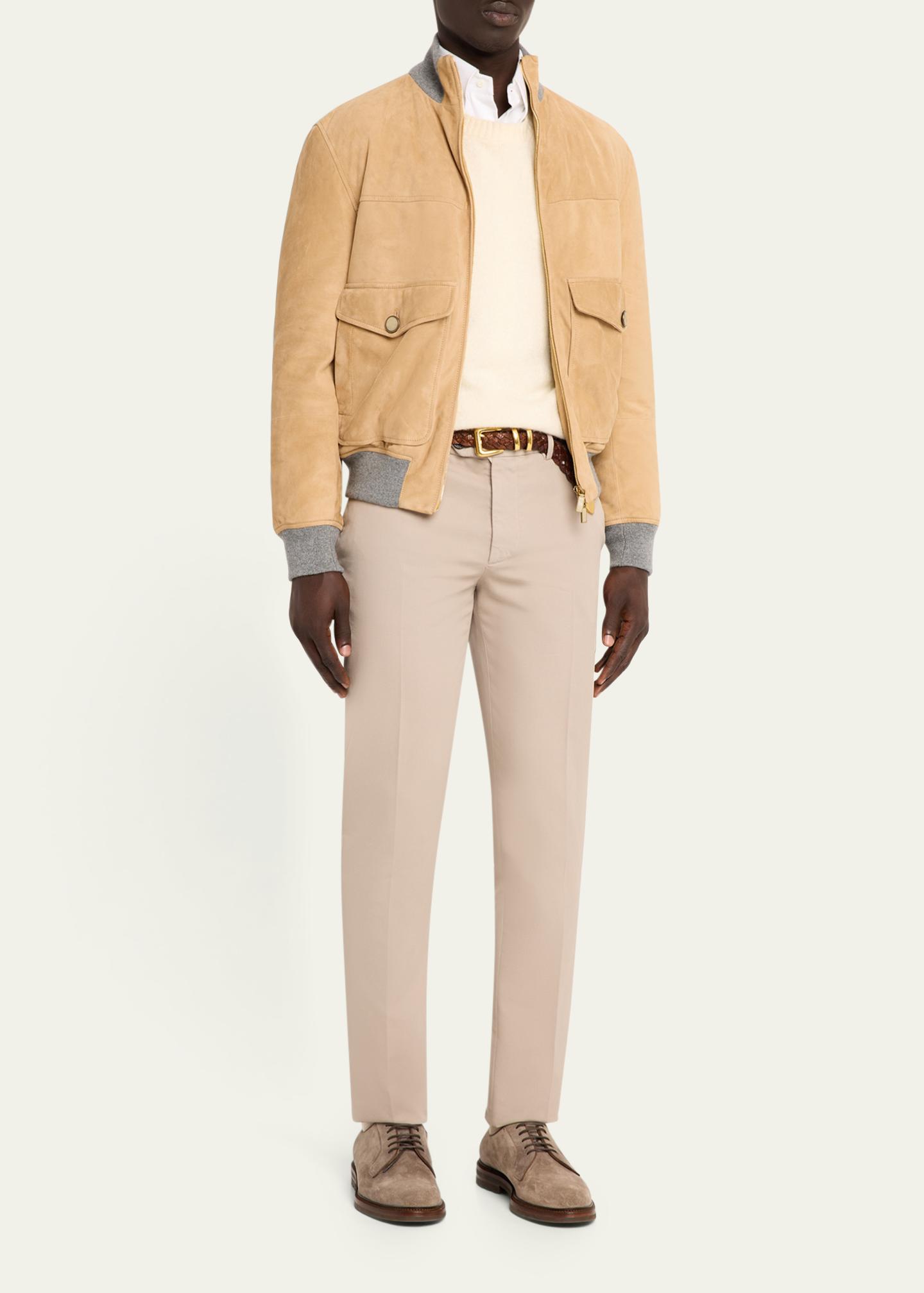 Brunello Cucinelli Men's Cotton Straight Leg Flat-Front Pants