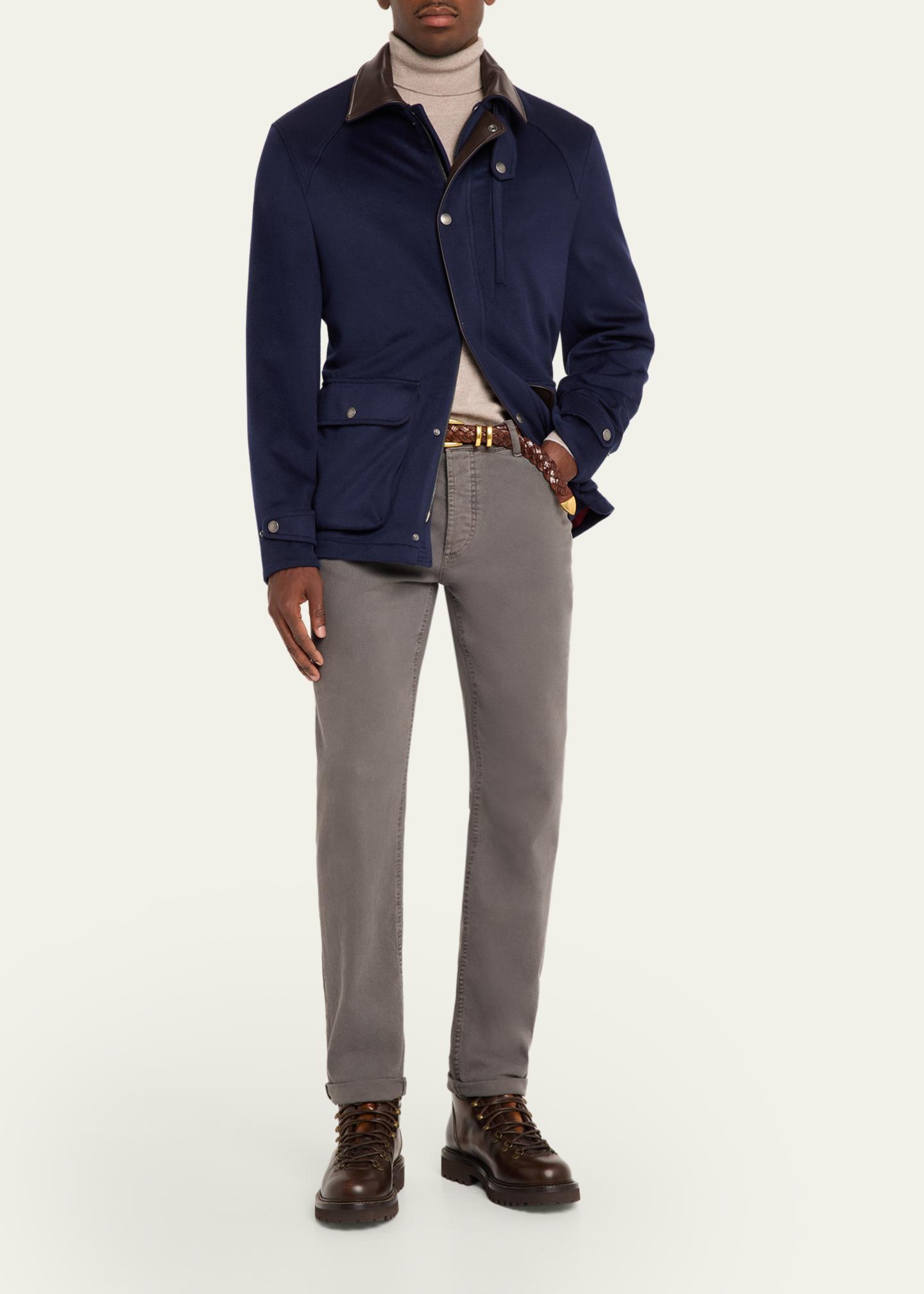 Brunello Cucinelli Men's Wool Leather-Trim Field Jacket - Bergdorf