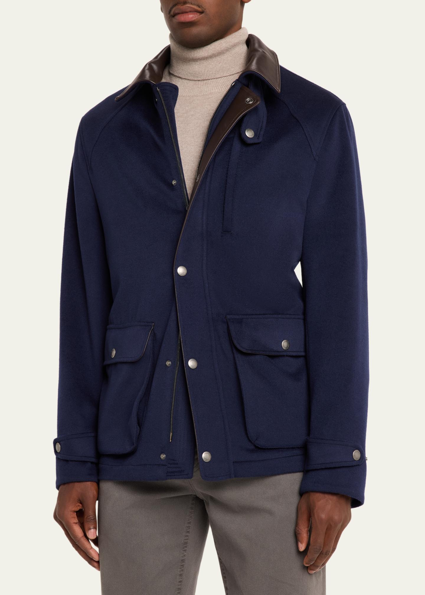 Brunello Cucinelli Men's Wool Leather-Trim Field Jacket - Bergdorf