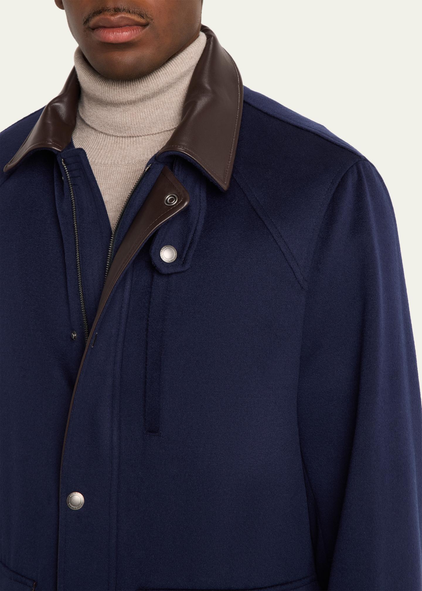 Brunello Cucinelli Men's Wool Leather-Trim Field Jacket - Bergdorf