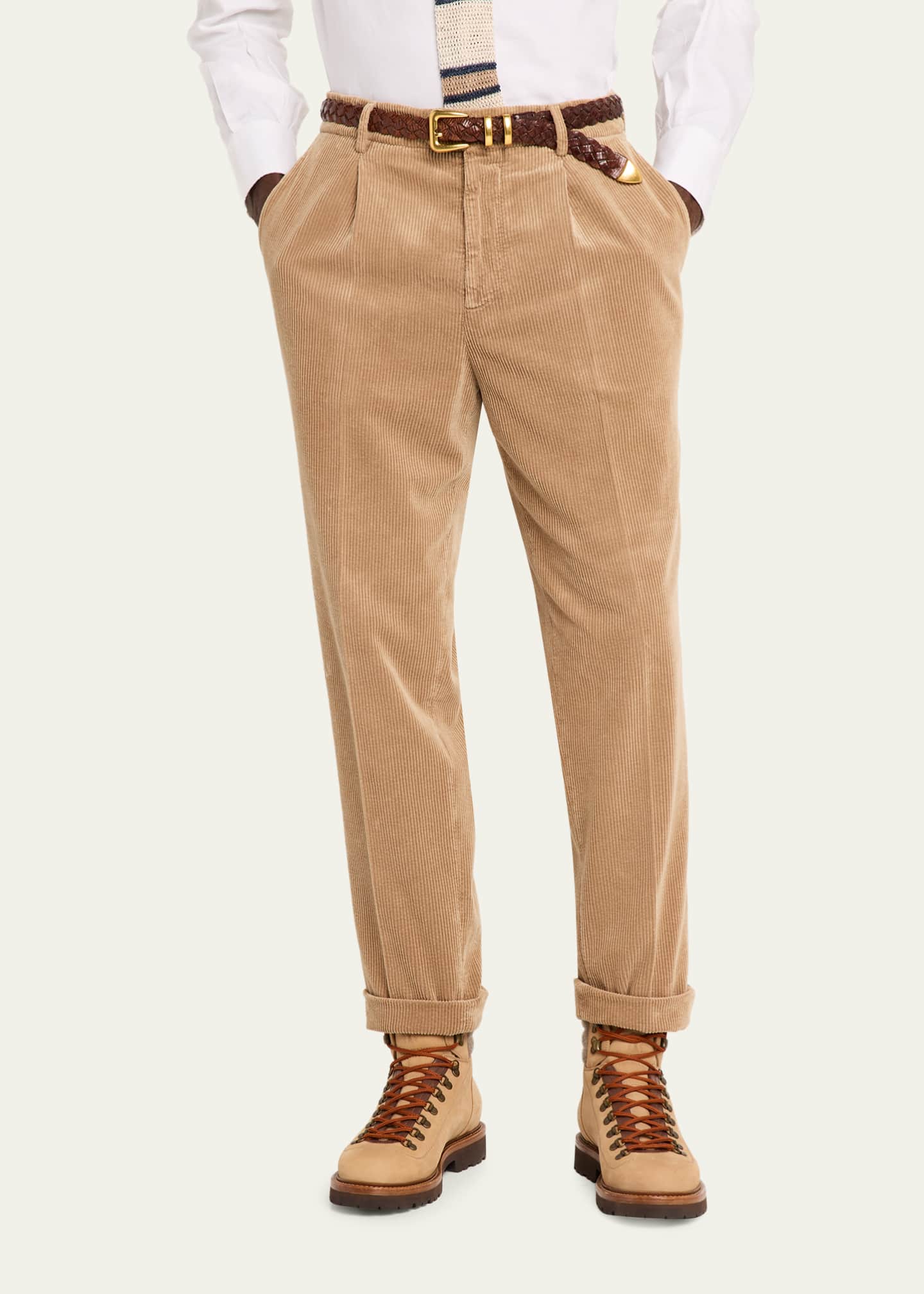 BRUNELLO CUCINELLI パンツ Brunello Cucinelli Men's Corduroy Tapered Leg Single-Pleated Pants