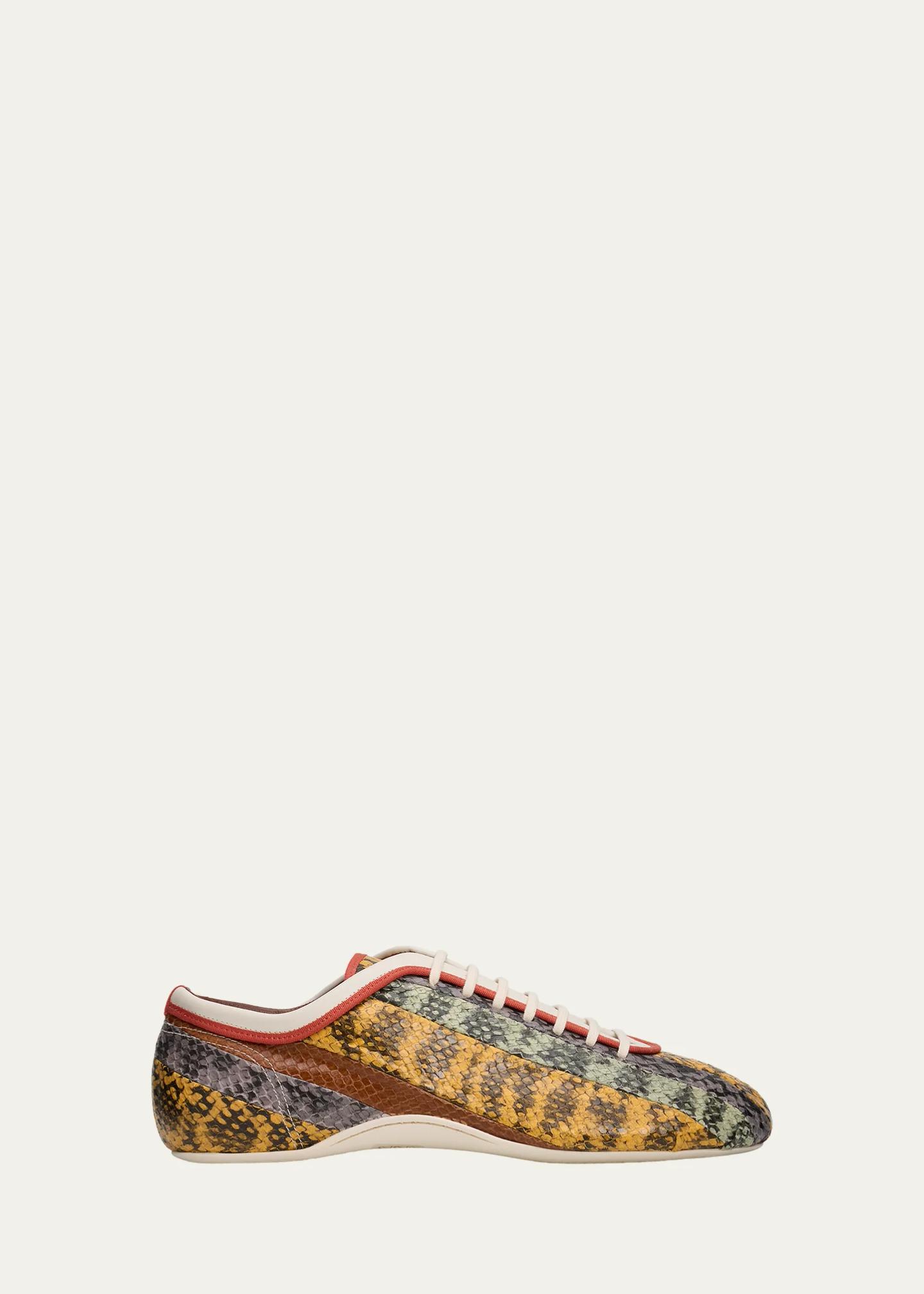 Dries Van Noten Multi Snake-Embossed Leather Low-Top Sneakers ...
