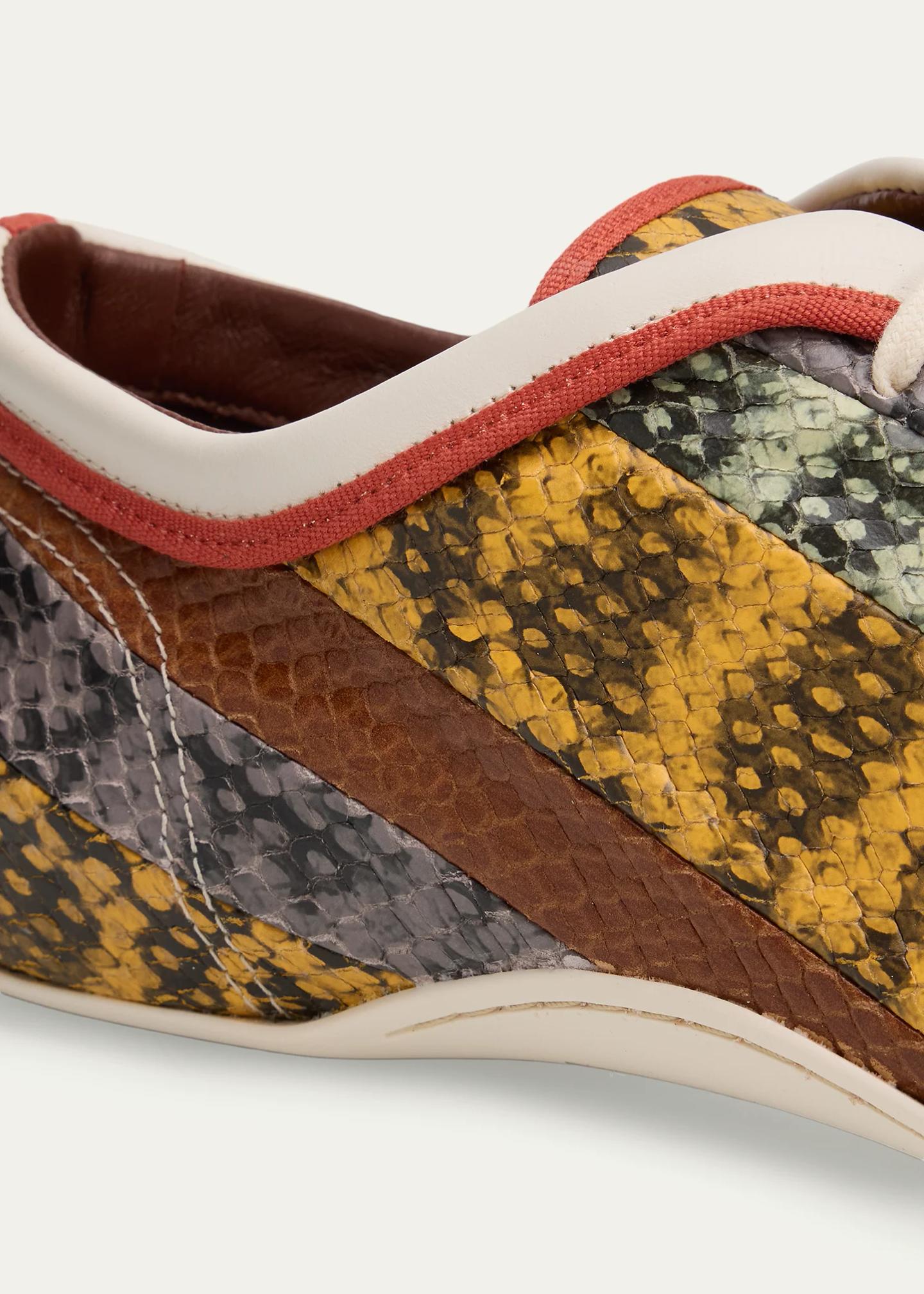 Dries Van Noten Multi Snake-Embossed Leather Low-Top Sneakers ...