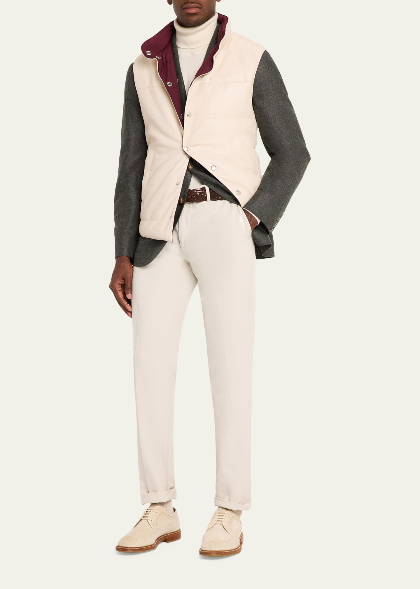 Brunello Cucinelli Men's Reversible Leather and Nylon Quilted Vest