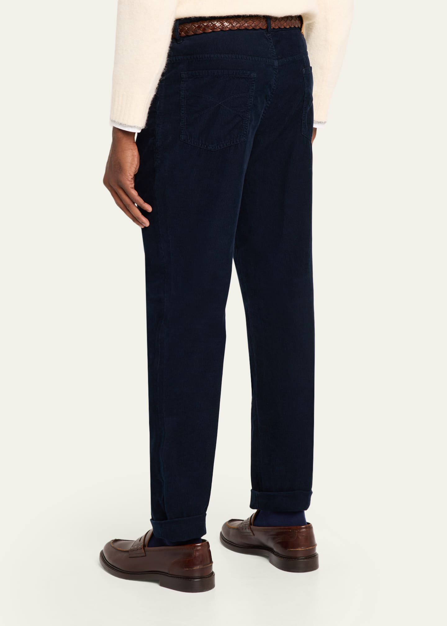 Brunello Cucinelli Men's Micro-Corduroy Straight Leg Five-Pocket