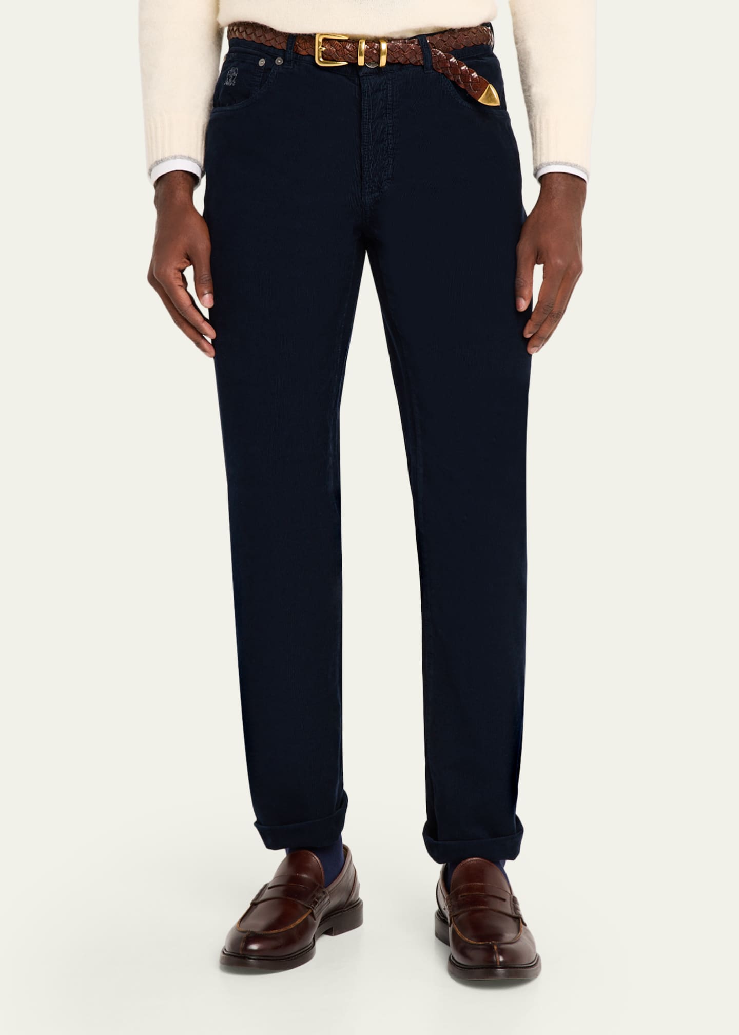 Brunello Cucinelli Men's Micro-Corduroy Straight Leg Five-Pocket