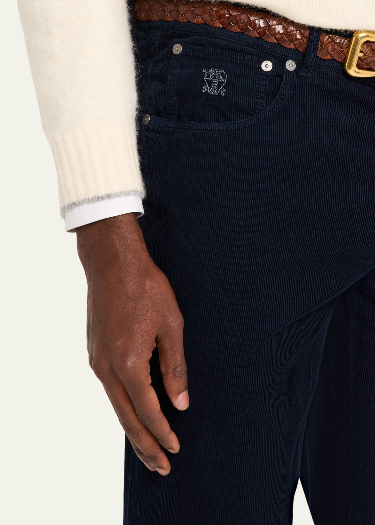Brunello Cucinelli Men's Micro-Corduroy Straight Leg Five-Pocket