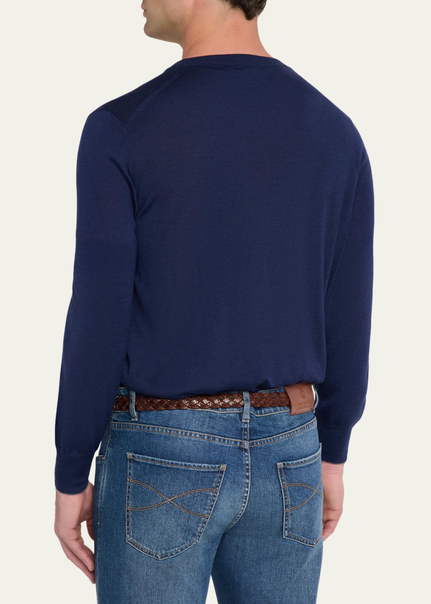 Brunello Cucinelli Men's Fine-Gauge Cashmere and Silk Crewneck