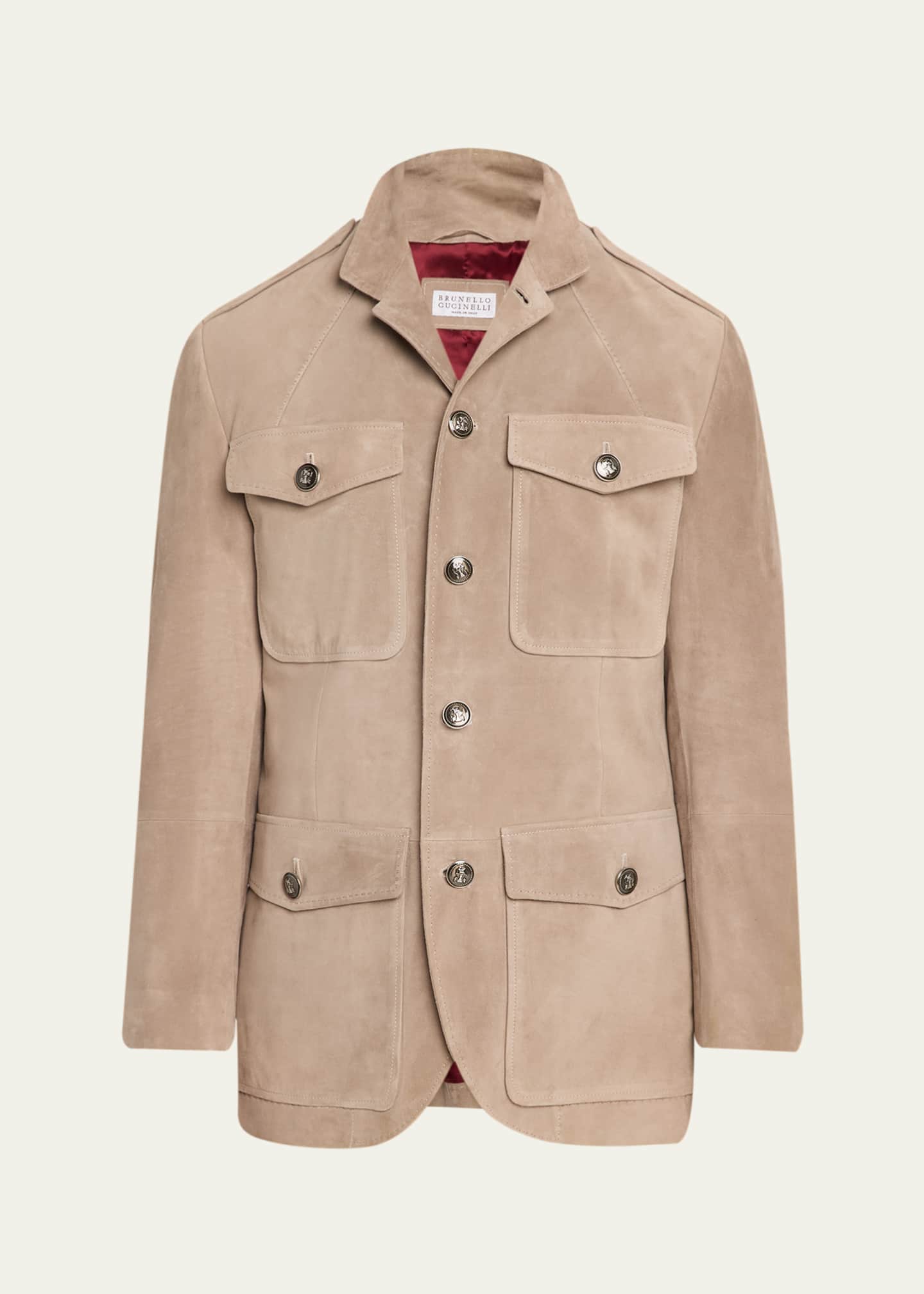Brunello Cucinelli Men's Suede Four-Pocket Safari Jacket
