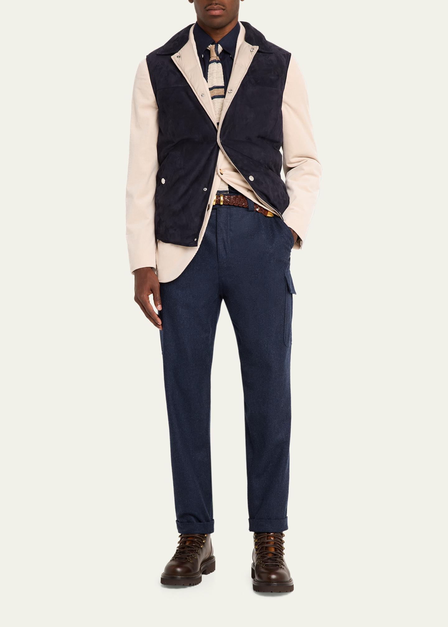 Brunello Cucinelli Men's Suede Snap-Front Vest - Bergdorf Goodman