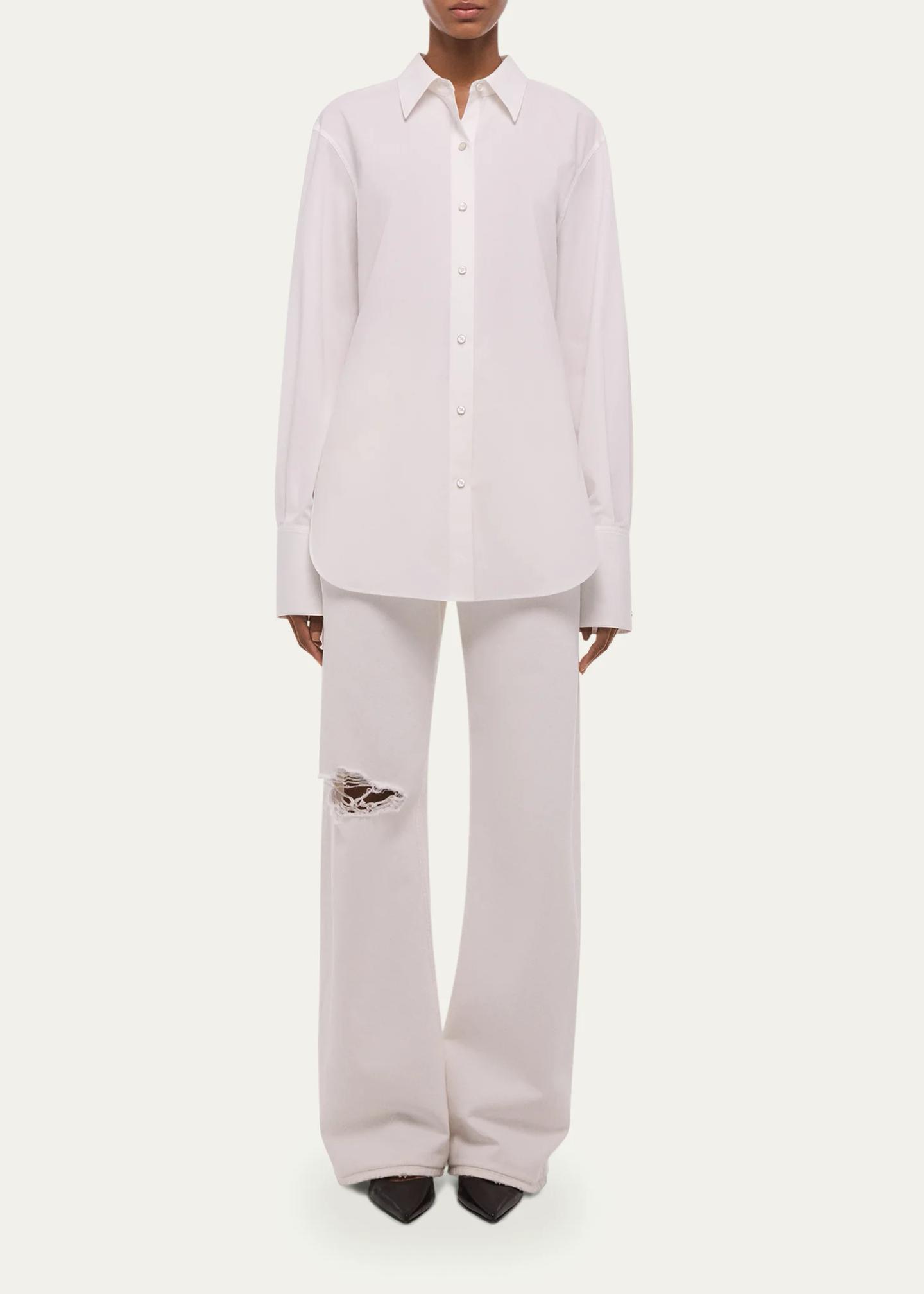 Helmut Lang Tie-Back Button-Front Cotton Shirt - Bergdorf Goodman