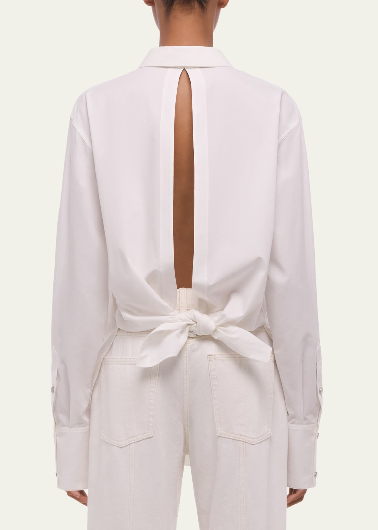Helmut Lang Tie-Back Button-Front Cotton Shirt - Bergdorf Goodman