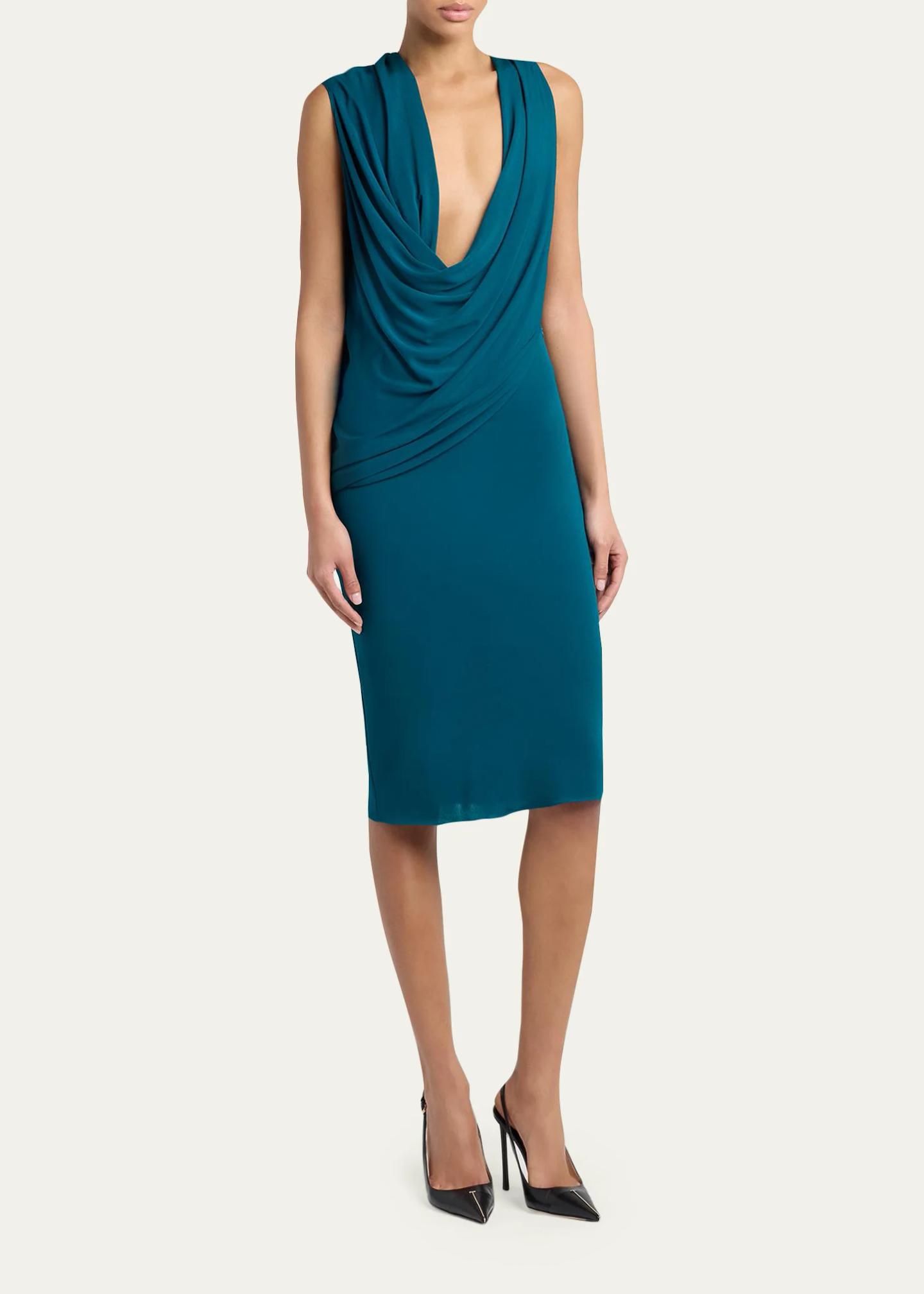 TOM FORD Plunging Cowl-Neck Jersey Body-Con Dress