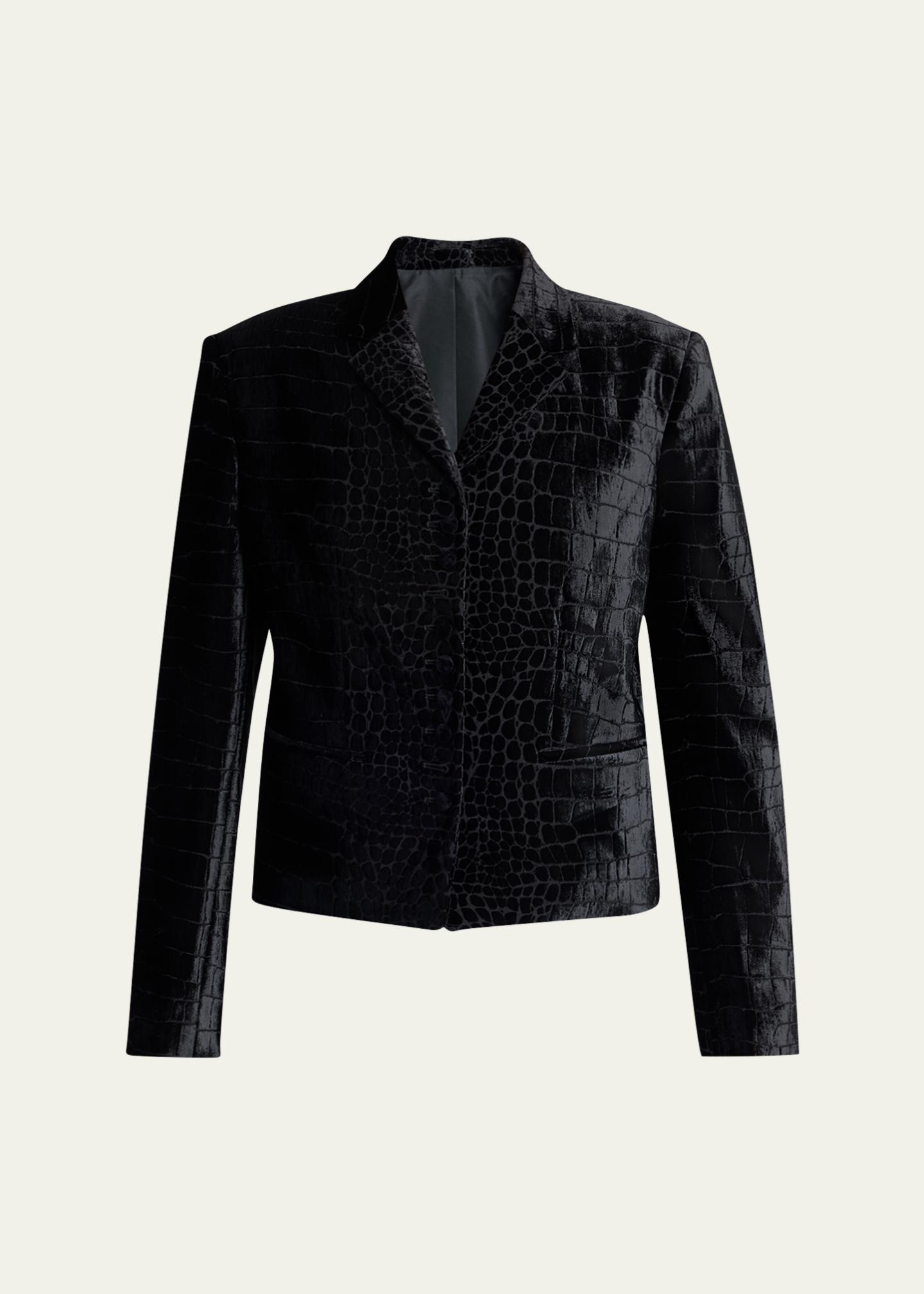 TOM FORD Croc-Embossed Velvet Single-Breasted Jacket - Bergdorf
