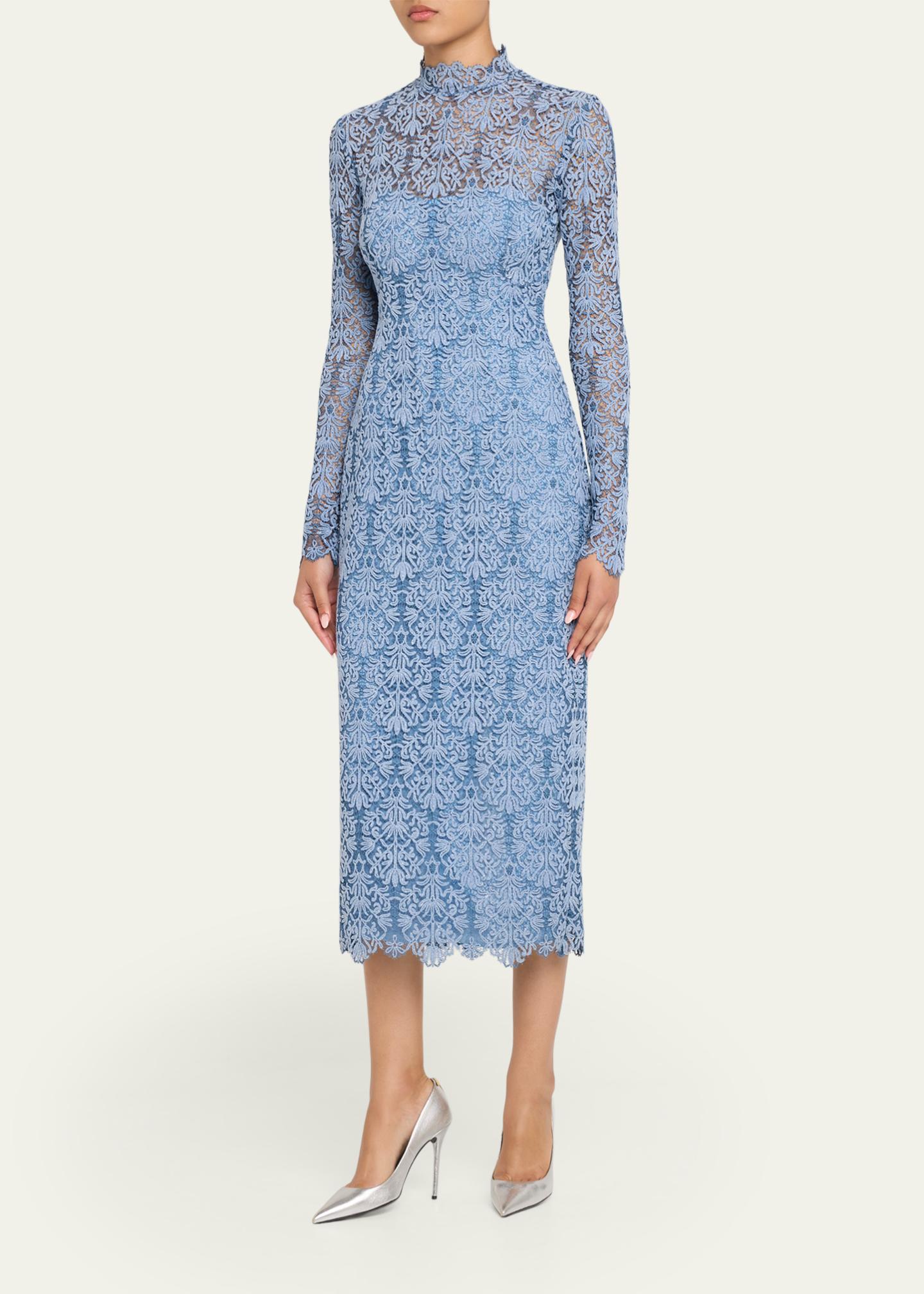 lela rose blue lace dress Chenille Long-Sleeve Midi Dress, Oxford, Women's, 4 Black and Red Sweetheart Color:Green Multi it offers a smooth Midi dresses a-line prom dress