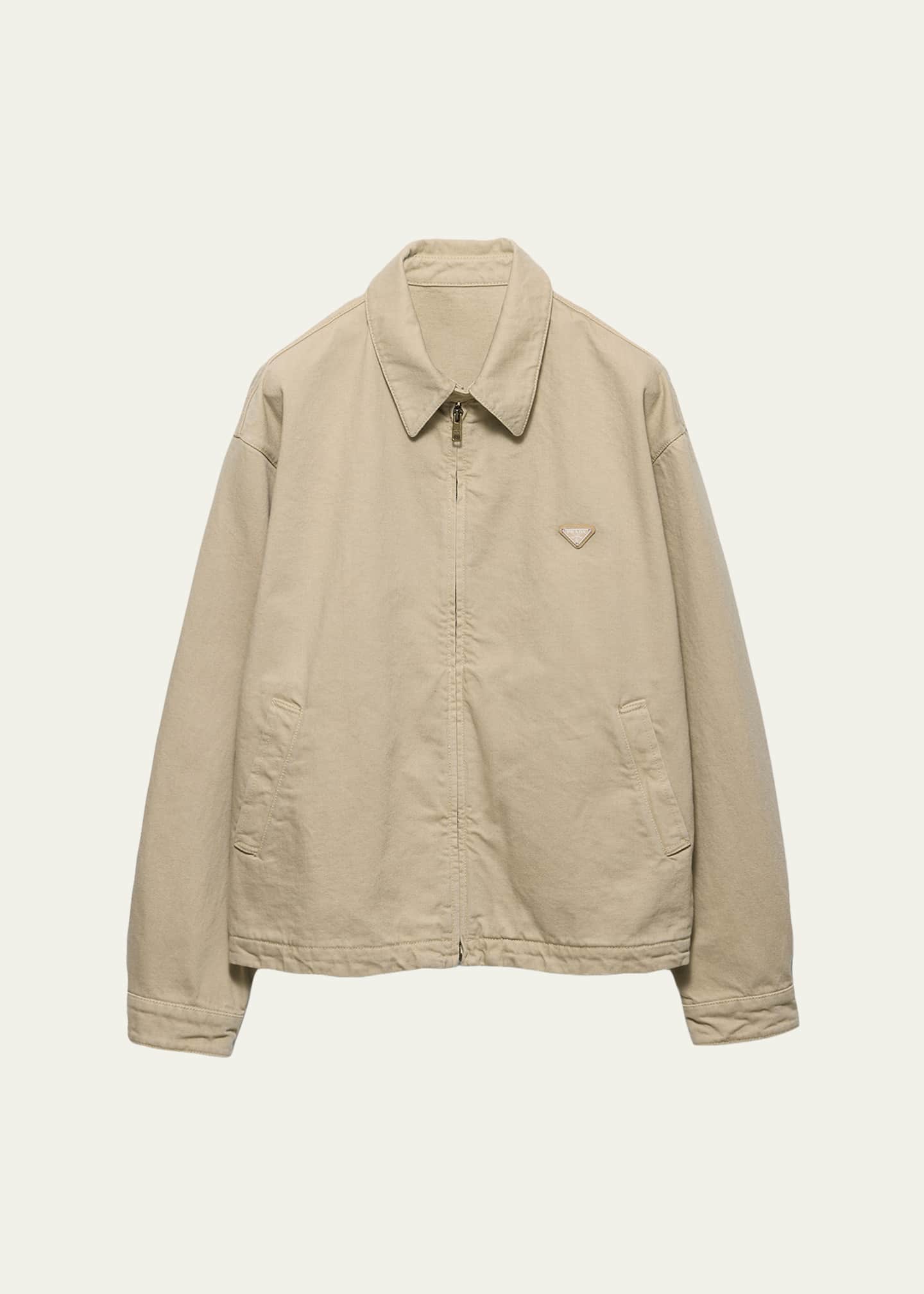 Prada Men's Denim Triangle Logo Full-Zip Jacket - Bergdorf Goodman