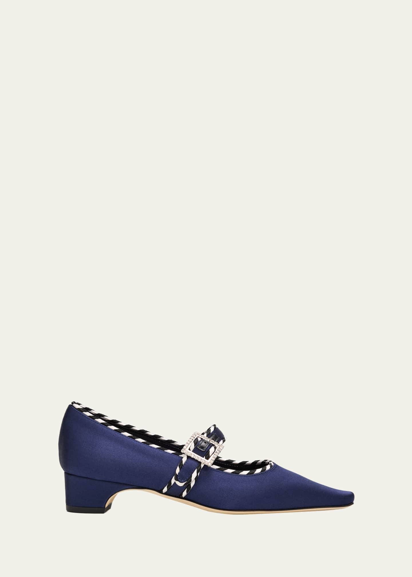 Manolo Blahnik 30mm Zaera Satin Mary Jane Pumps - Bergdorf Goodman