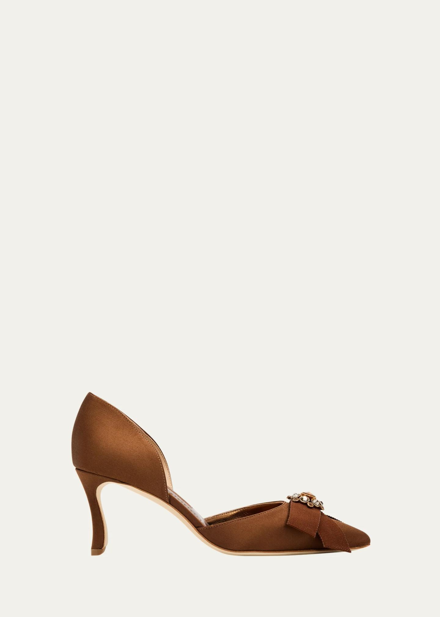 Manolo Blahnik 70mm Apidosa Embellished Satin Bow Pumps - Bergdorf