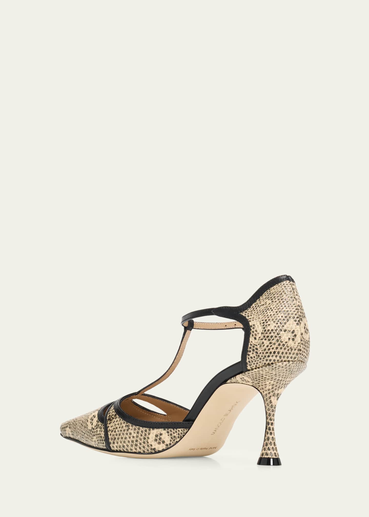 Manolo Blahnik 70mm Gish Snake-Embossed Leather Pumps - Bergdorf