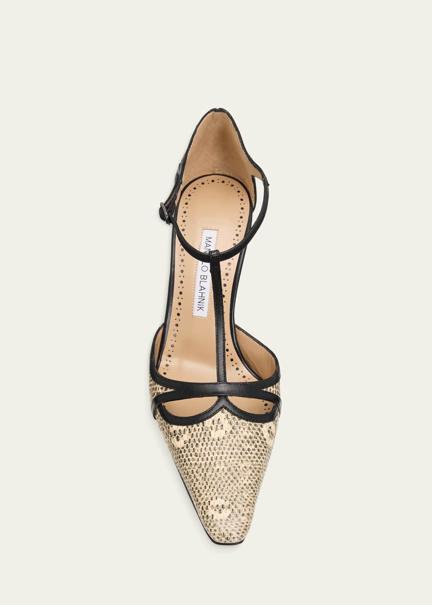 Manolo Blahnik 70mm Gish Snake-Embossed Leather Pumps - Bergdorf