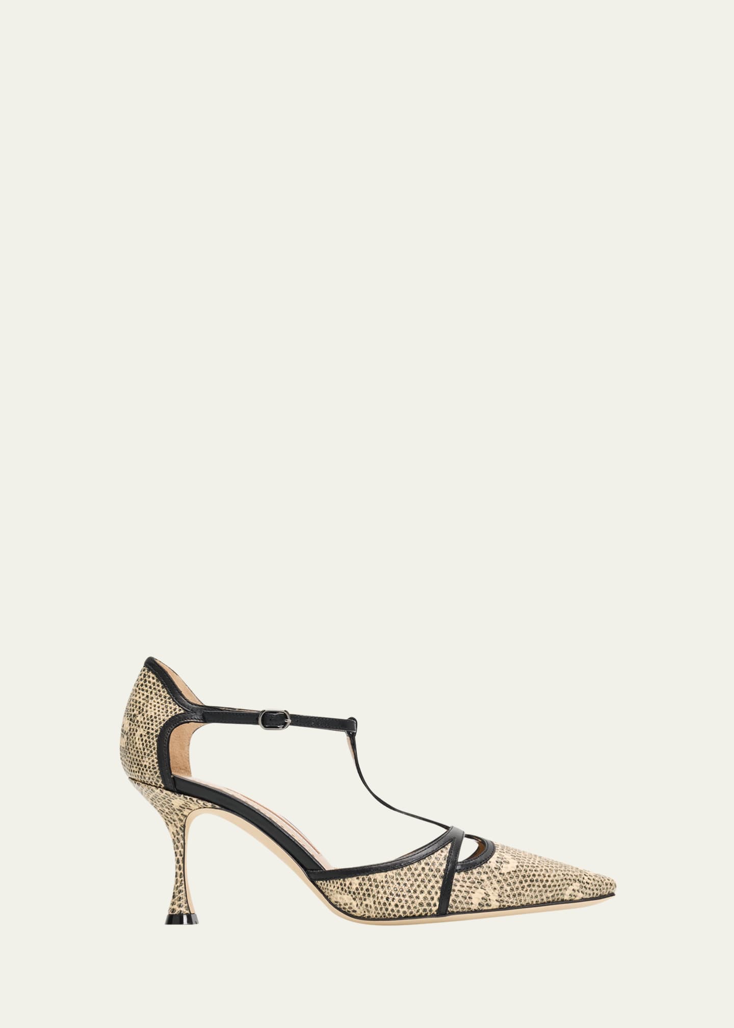 Manolo Blahnik 70mm Gish Snake-Embossed Leather Pumps - Bergdorf